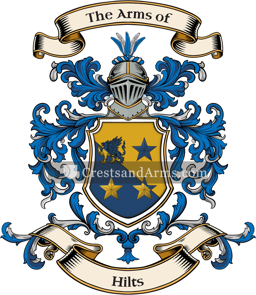 The Hilts coat of arms, drawn from the recorded blazon