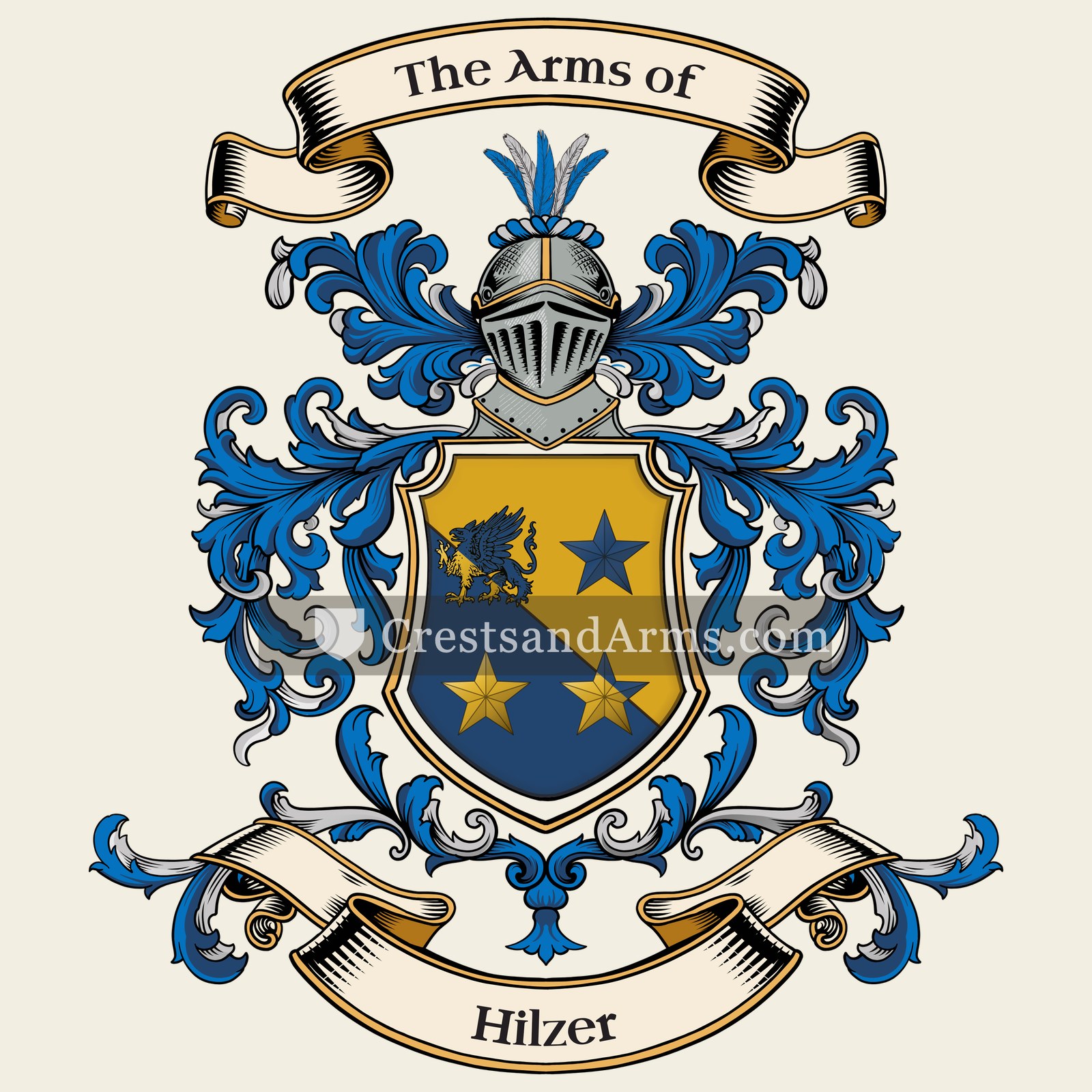 The Hilzer coat of arms, drawn from the recorded blazon