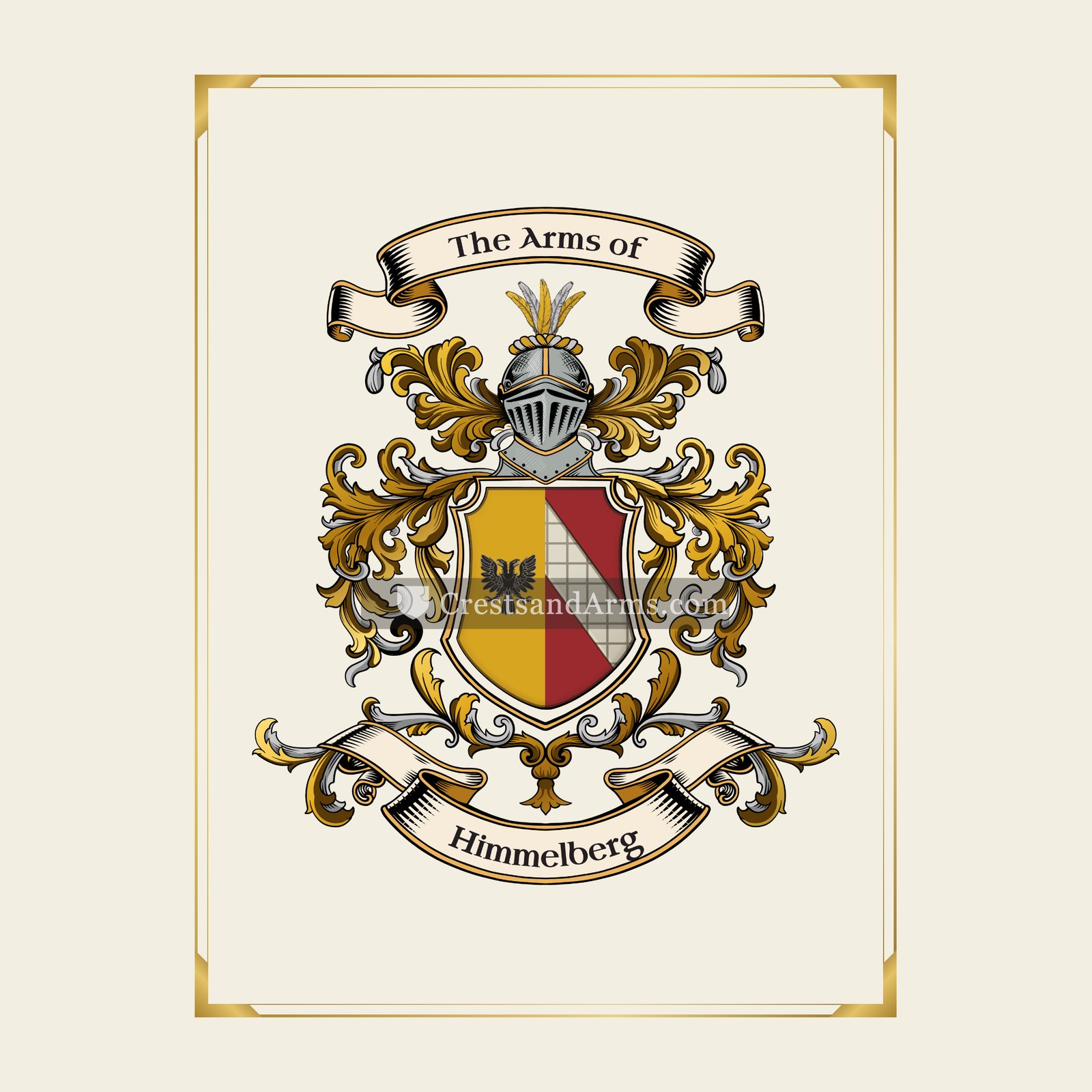 With gold border