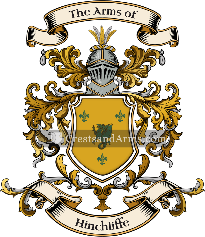 The Hinchliffe coat of arms, drawn from the recorded blazon