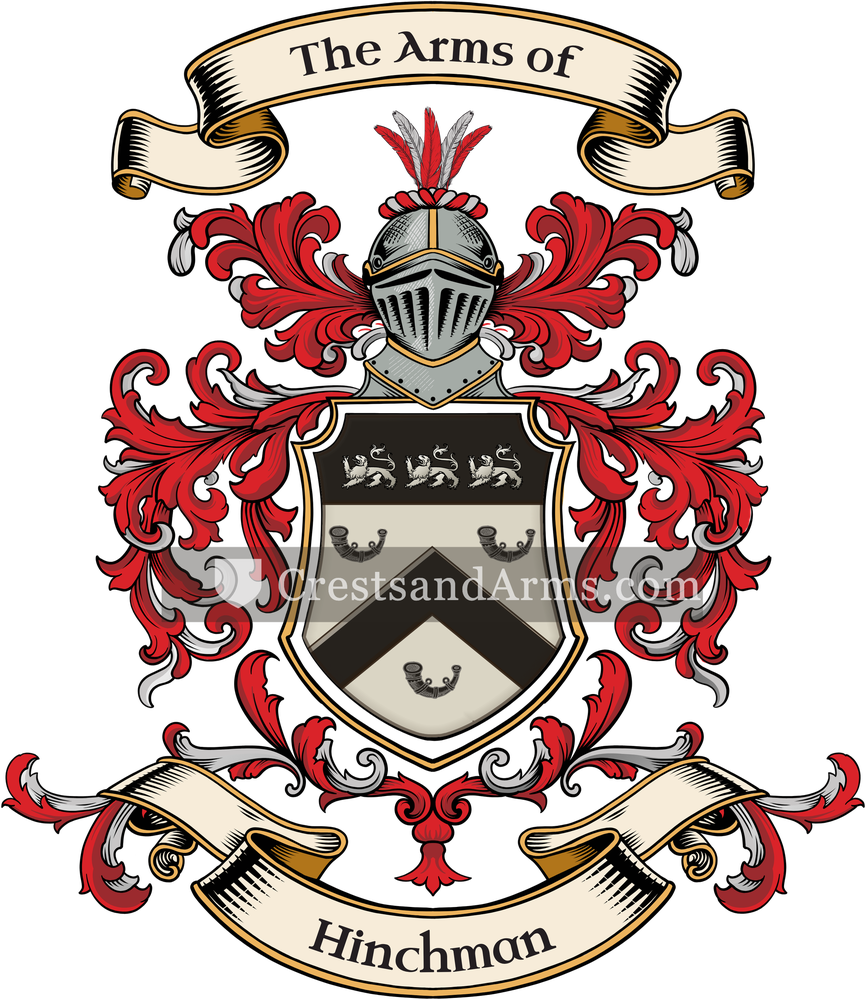 The Hinchman coat of arms, drawn from the recorded blazon