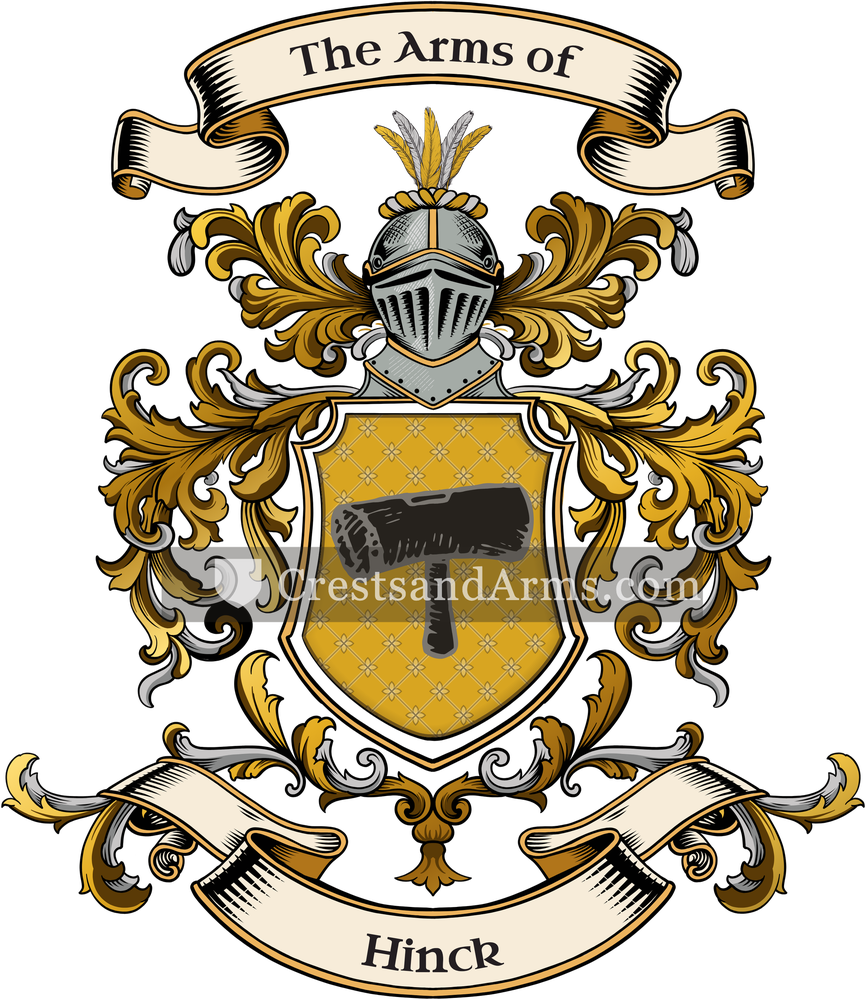 The Hinck coat of arms, drawn from the recorded blazon
