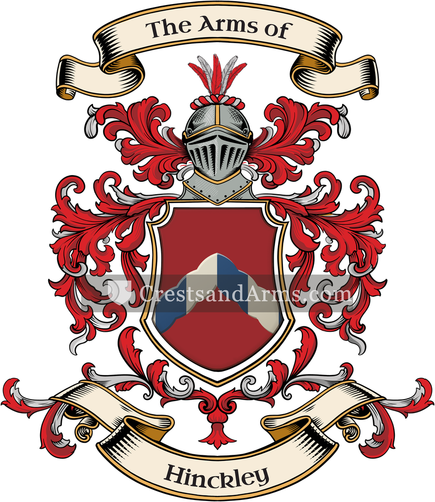 The Hinckley coat of arms, drawn from the recorded blazon
