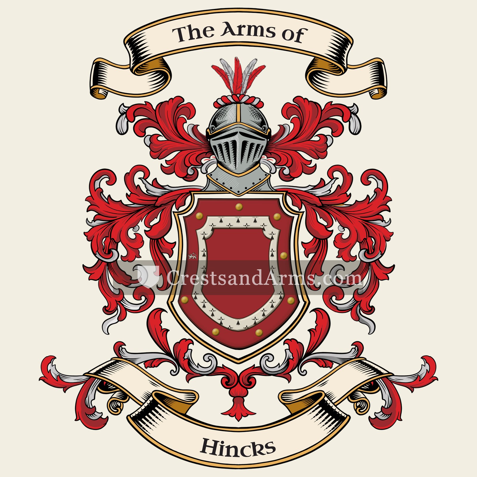 The Hincks coat of arms, drawn from the recorded blazon