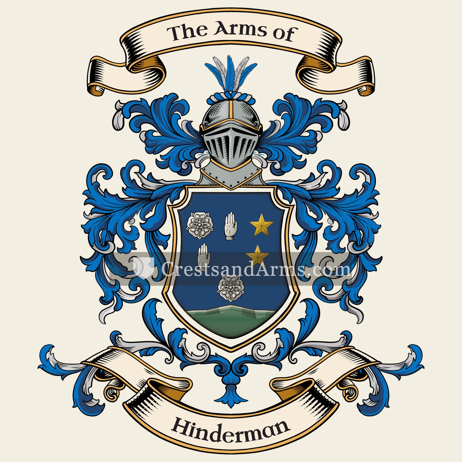 The Hinderman coat of arms, drawn from the recorded blazon