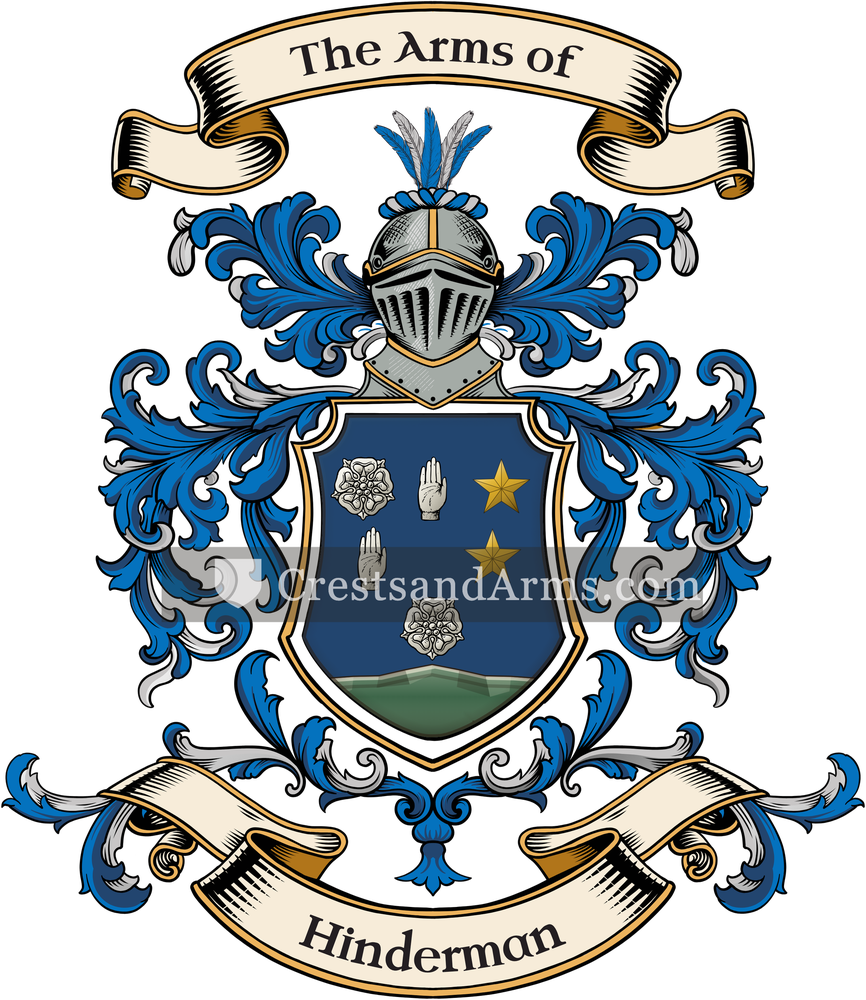 The Hinderman coat of arms, drawn from the recorded blazon