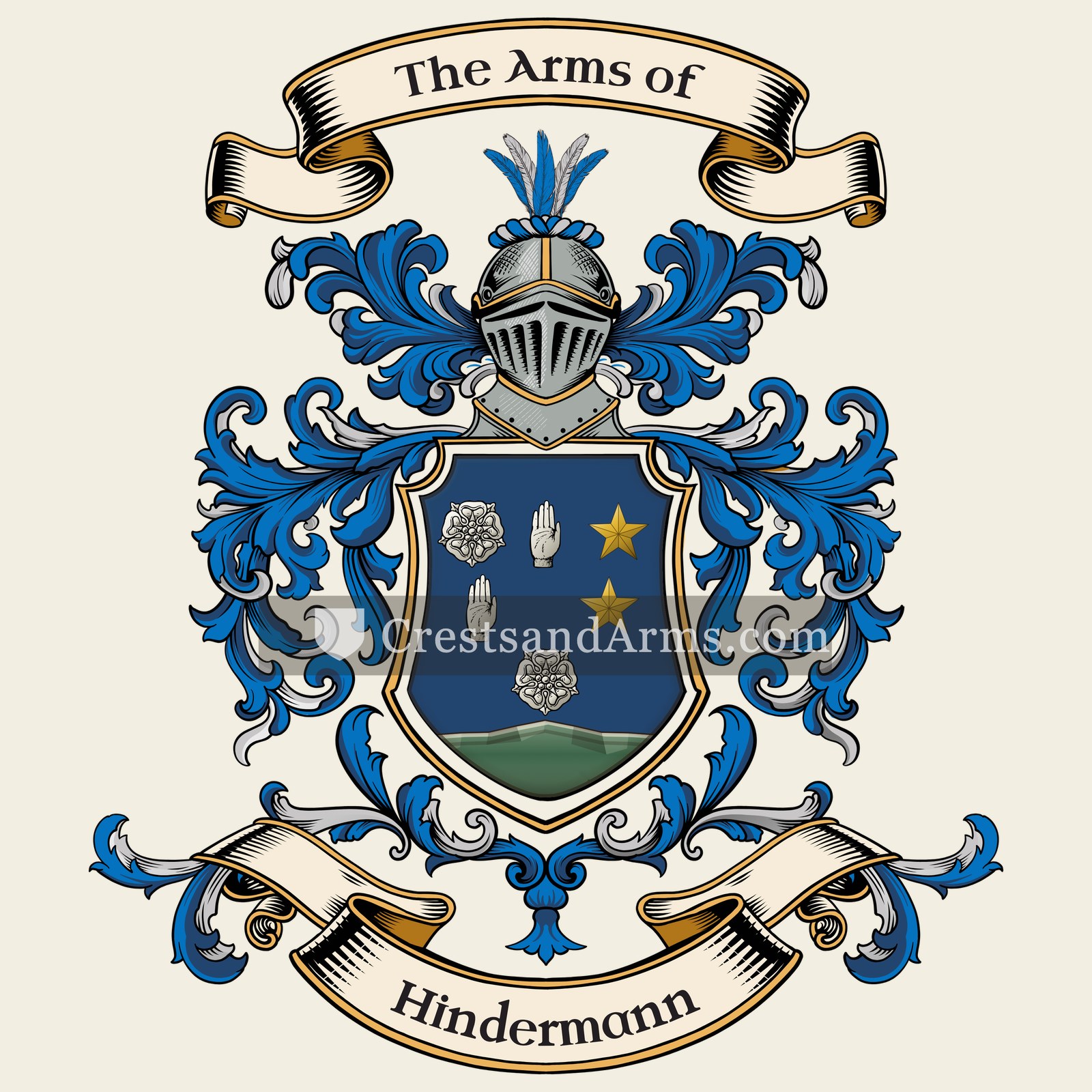 The Hindermann coat of arms, drawn from the recorded blazon