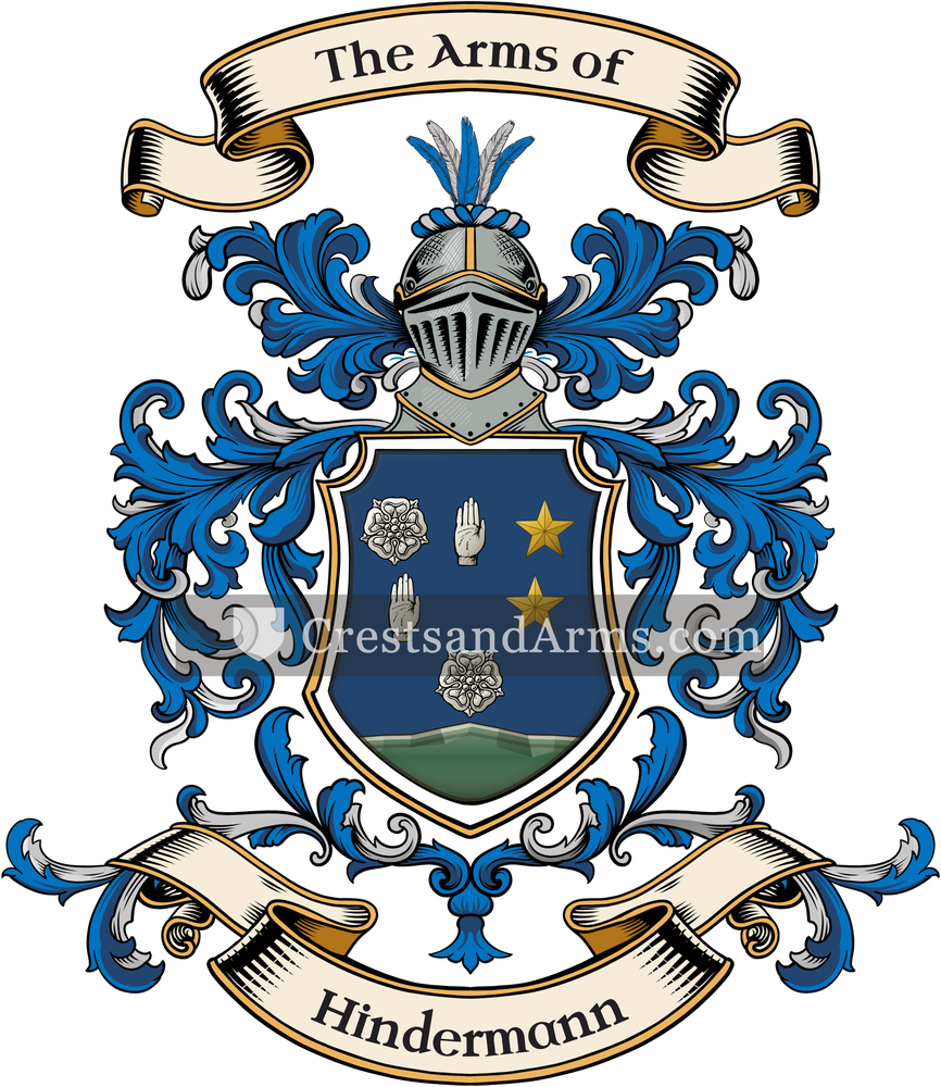The Hindermann coat of arms, drawn from the recorded blazon