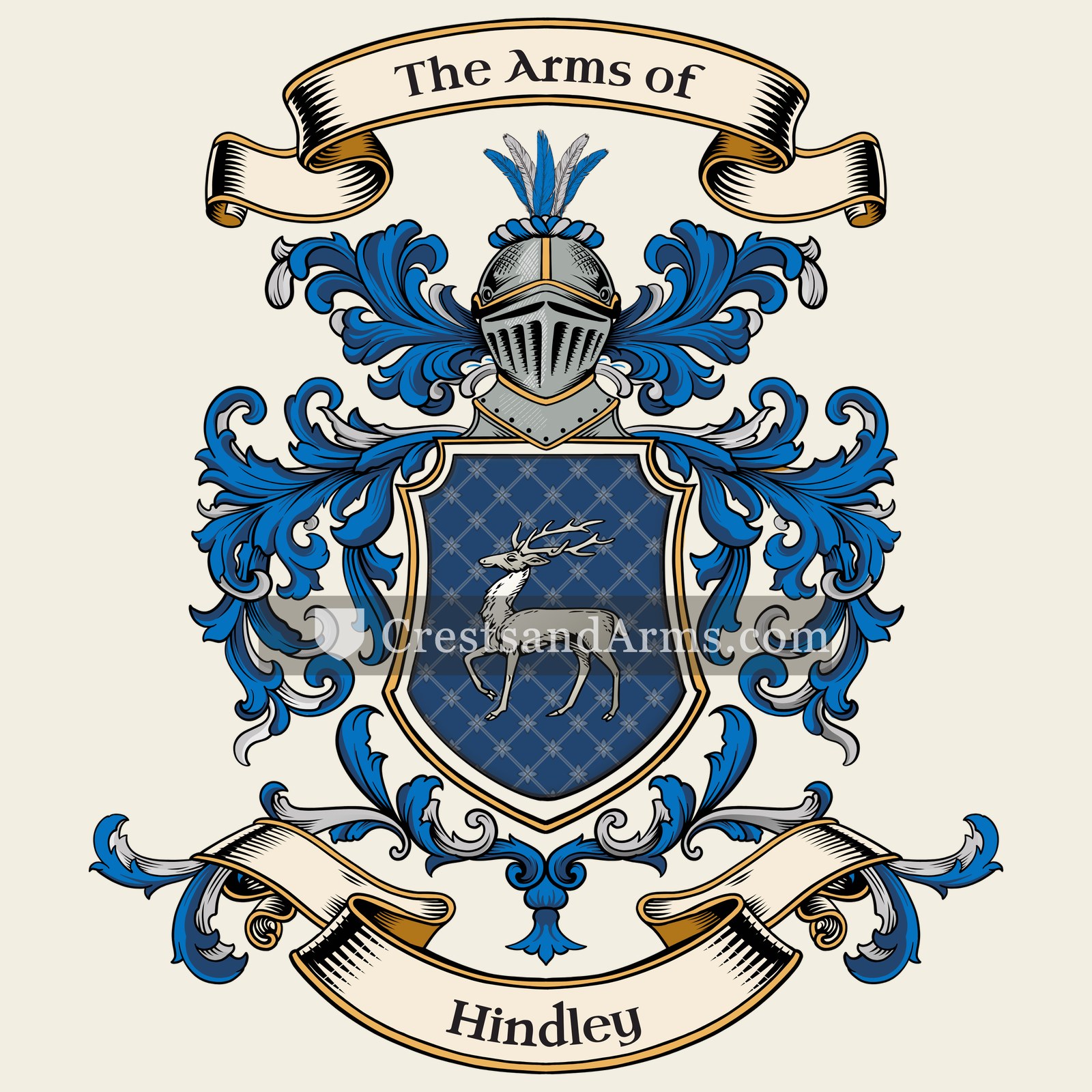The Hindley coat of arms, drawn from the recorded blazon