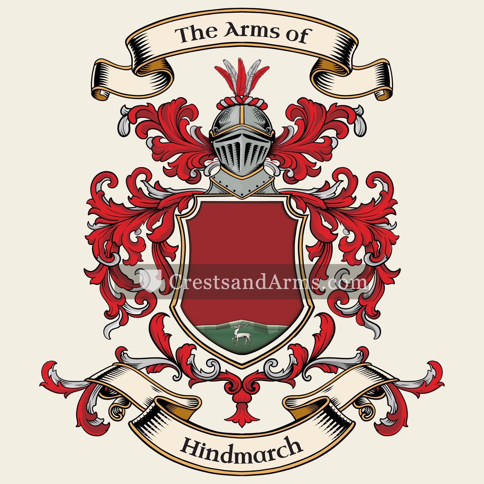 The Hindmarch coat of arms, drawn from the recorded blazon