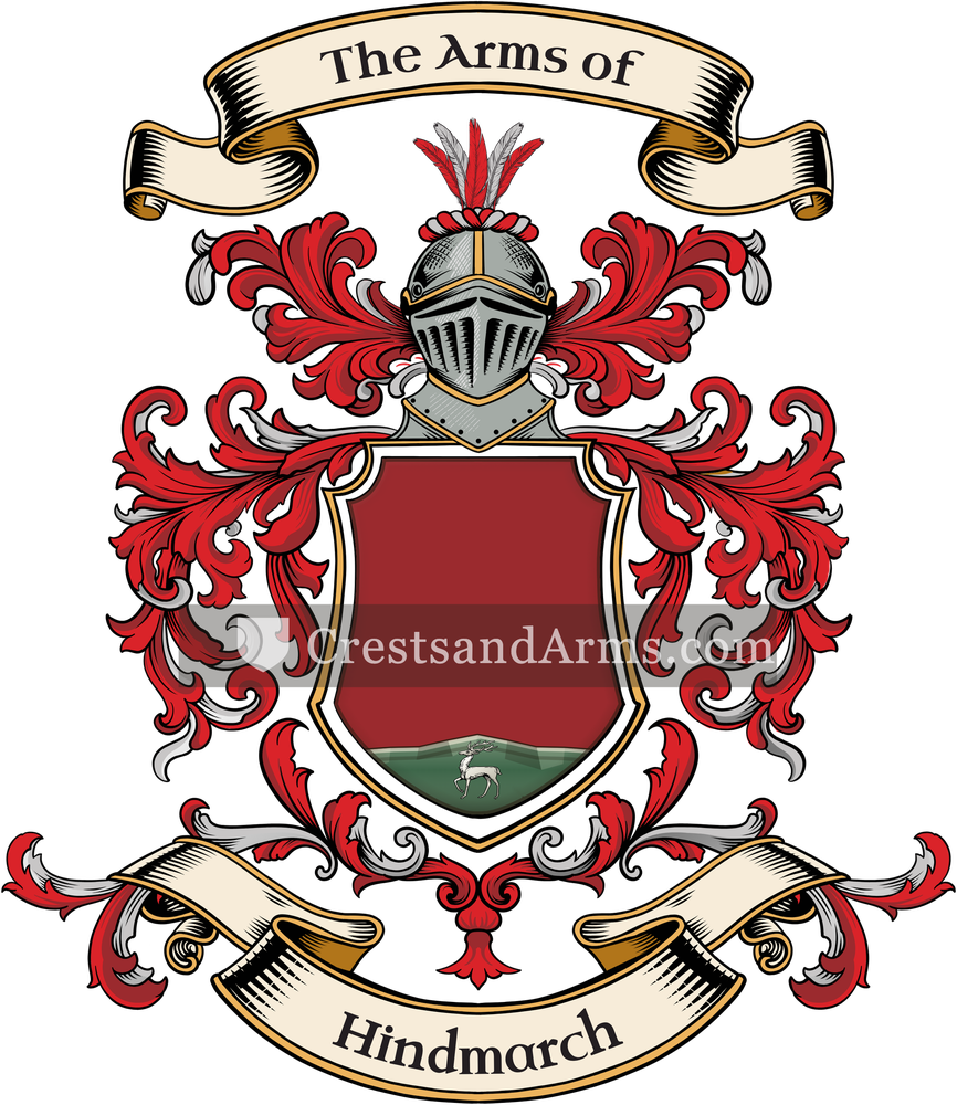 The Hindmarch coat of arms, drawn from the recorded blazon