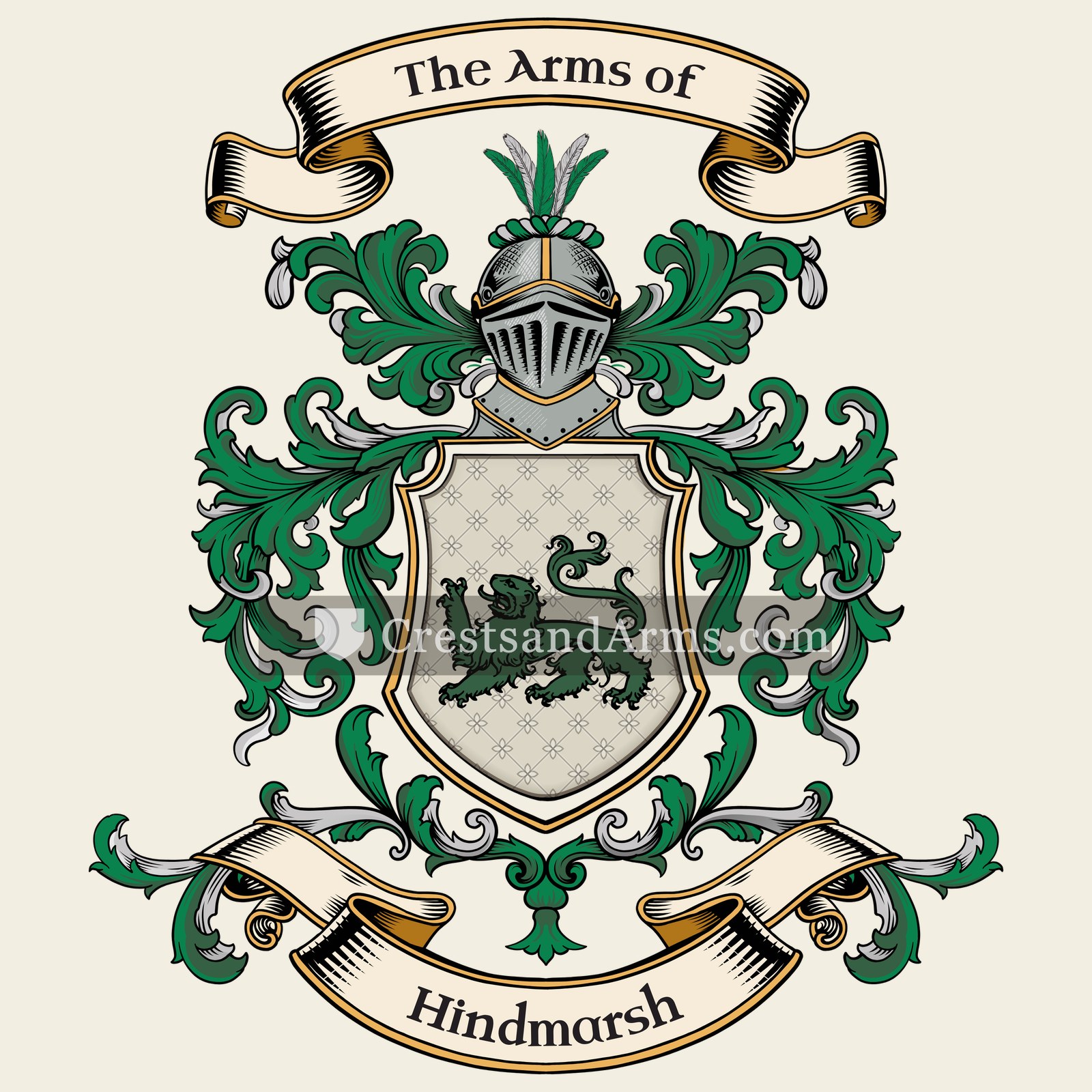 The Hindmarsh coat of arms, drawn from the recorded blazon
