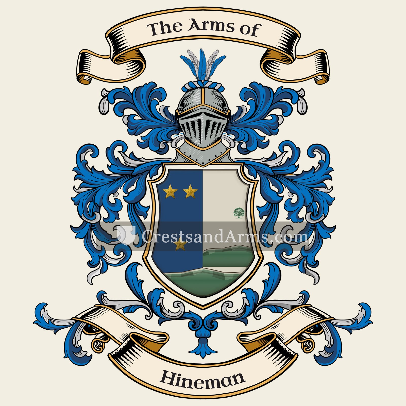 The Hineman coat of arms, drawn from the recorded blazon
