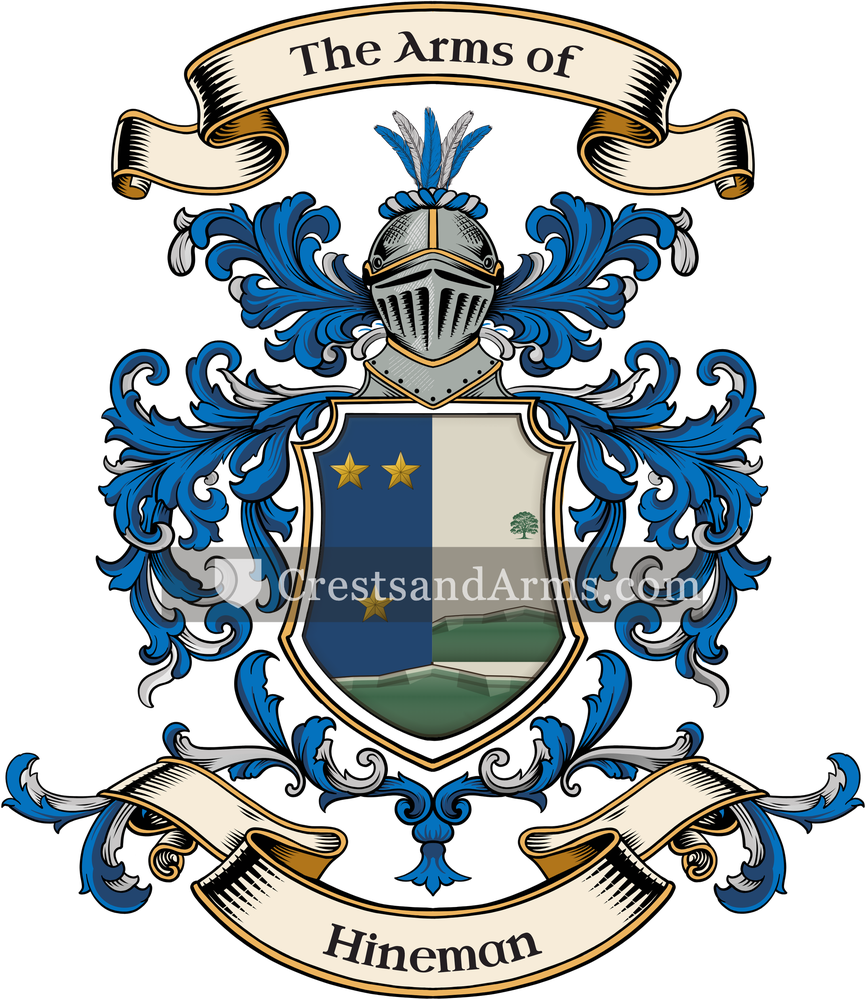 The Hineman coat of arms, drawn from the recorded blazon