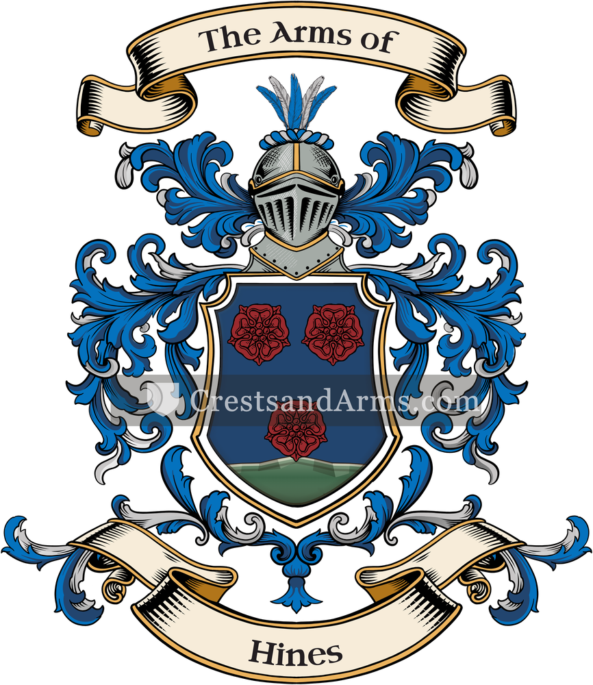 The Hines coat of arms, drawn from the recorded blazon