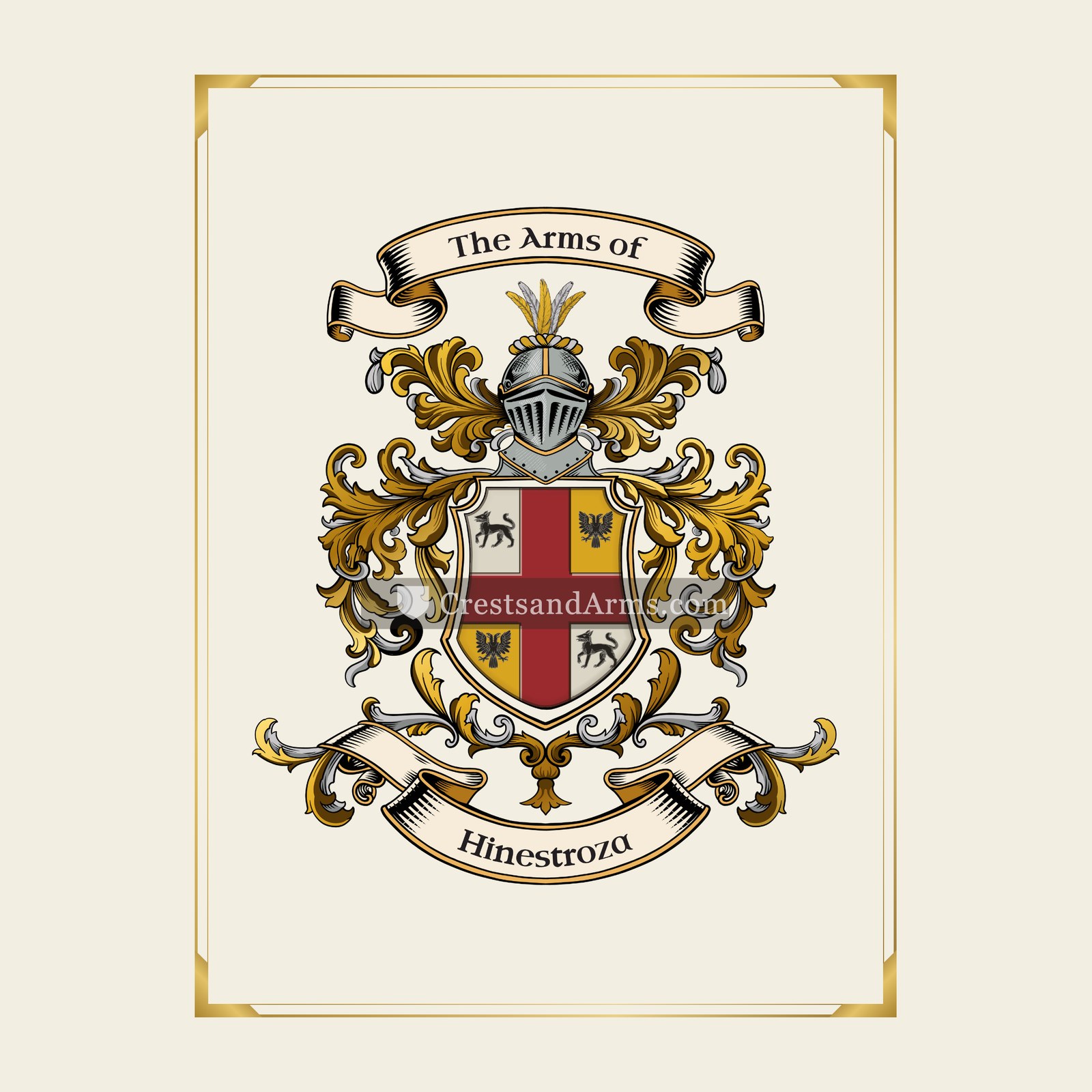 With gold border