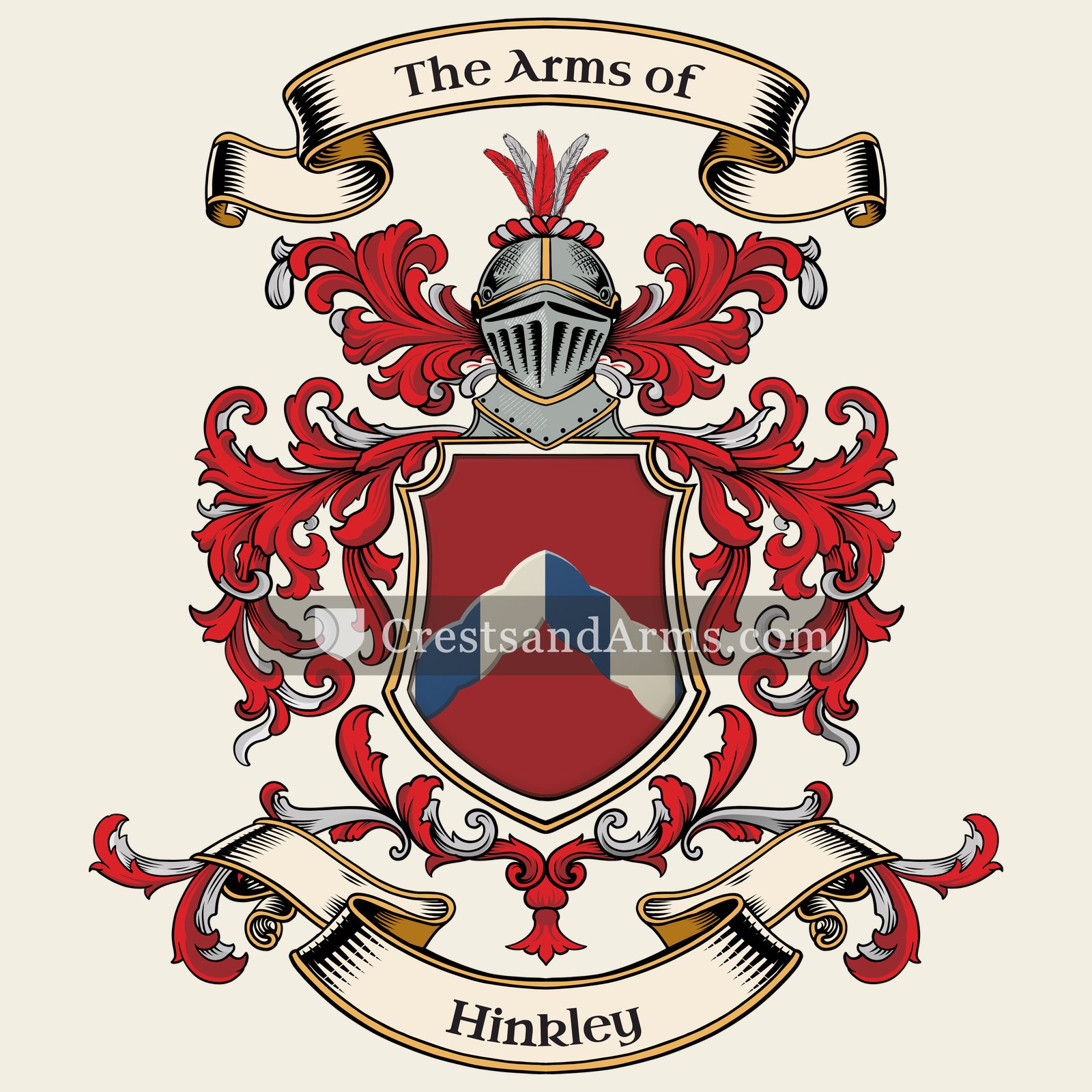 The Hinkley coat of arms, drawn from the recorded blazon