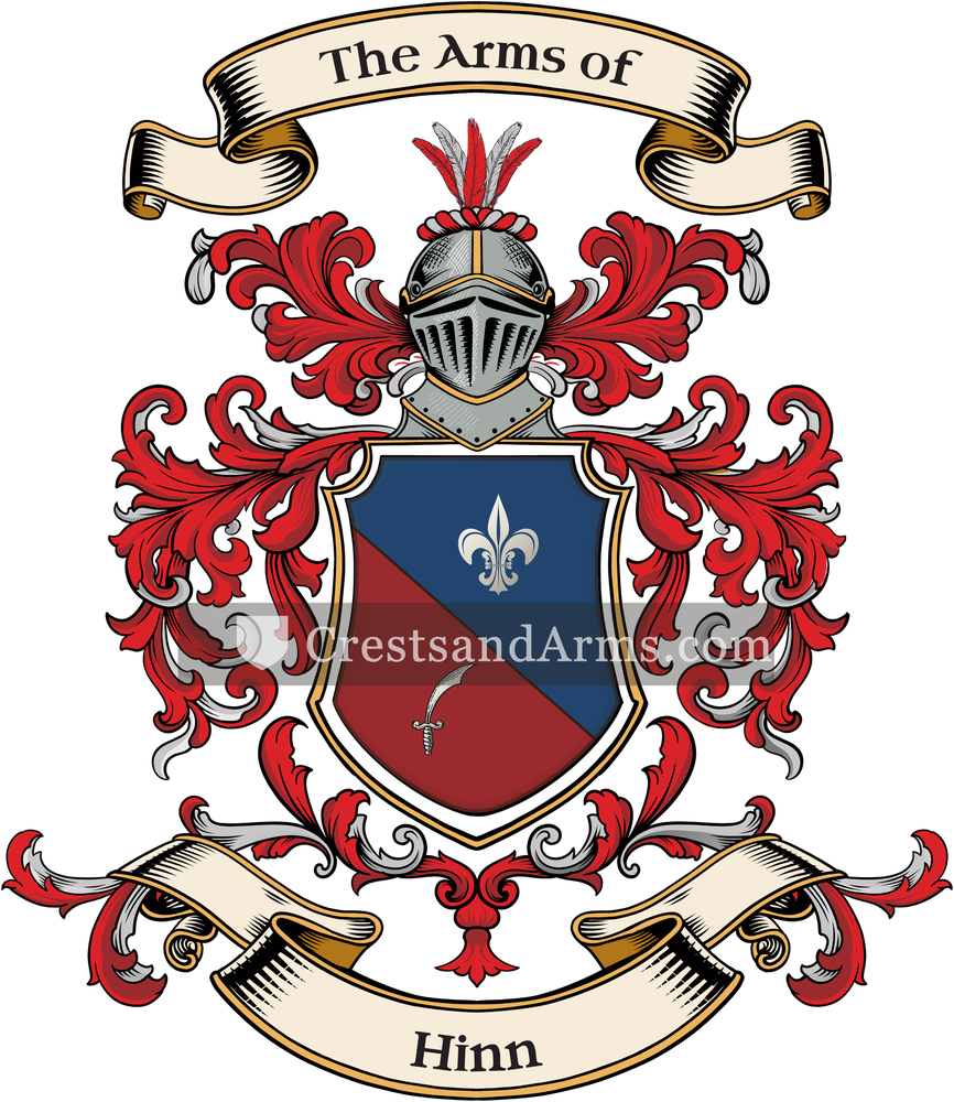 The Hinn coat of arms, drawn from the recorded blazon