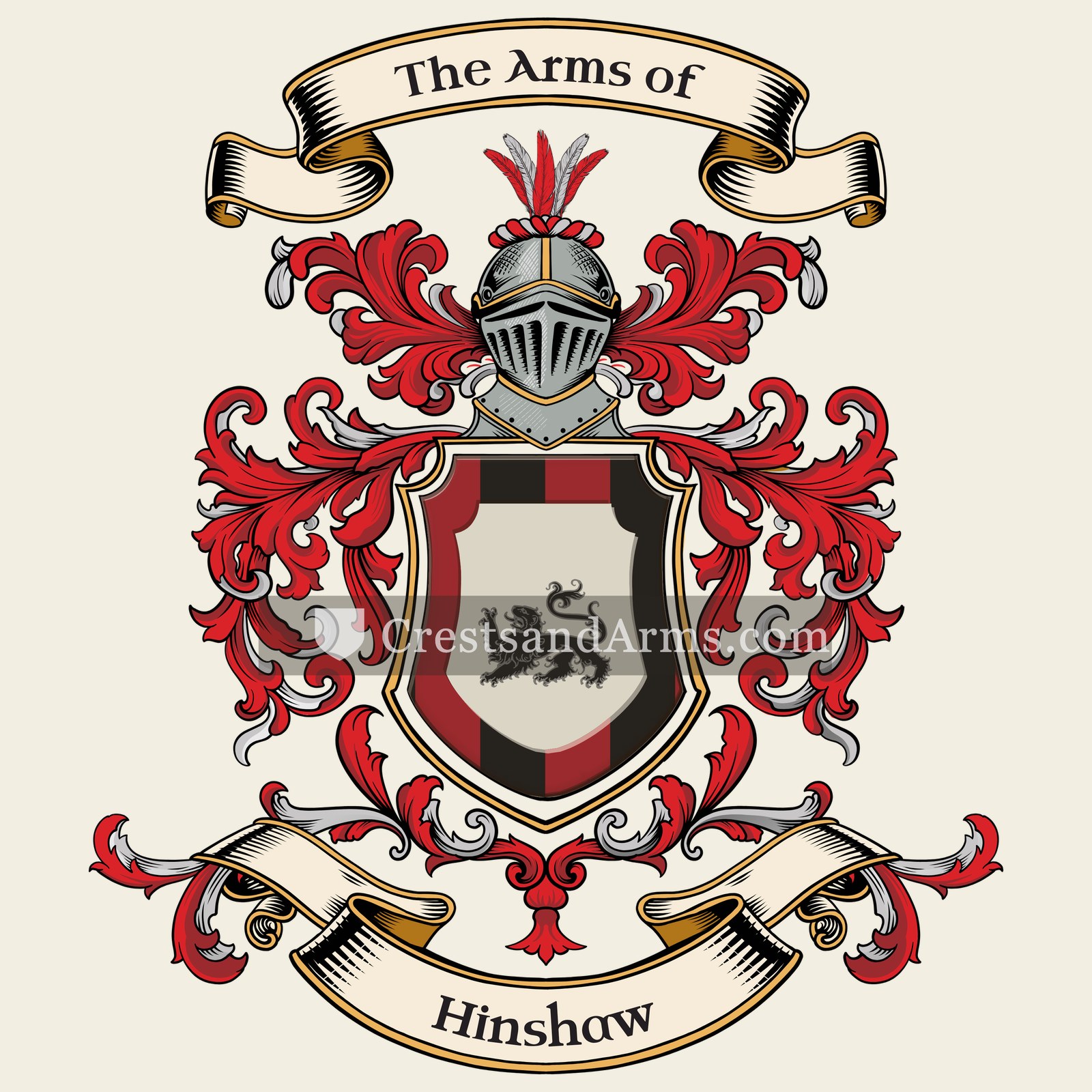 The Hinshaw coat of arms, drawn from the recorded blazon