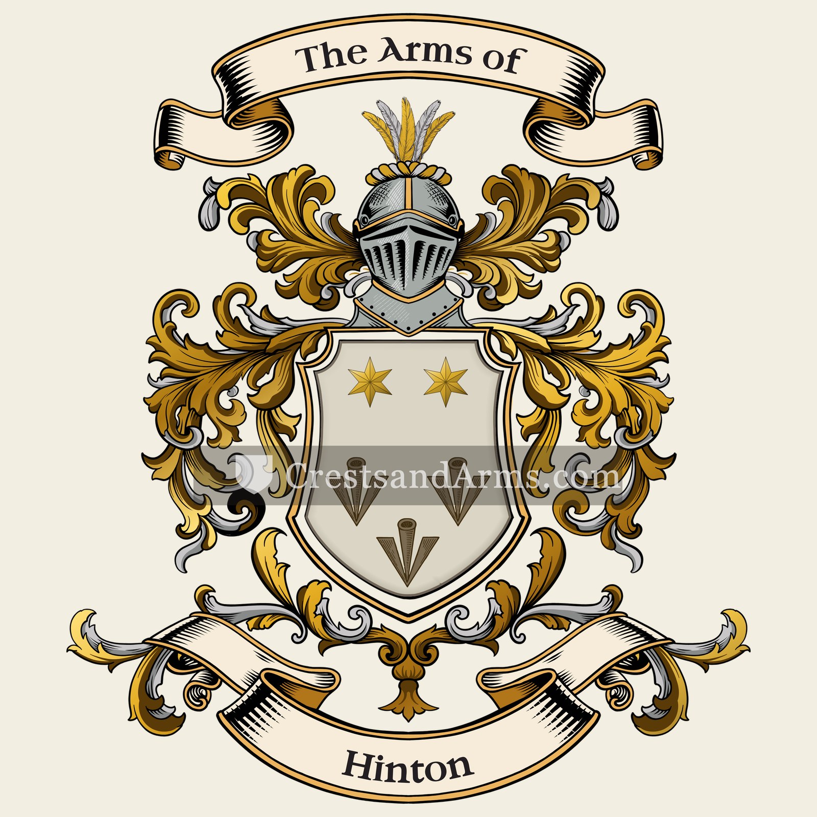 The Hinton coat of arms, drawn from the recorded blazon
