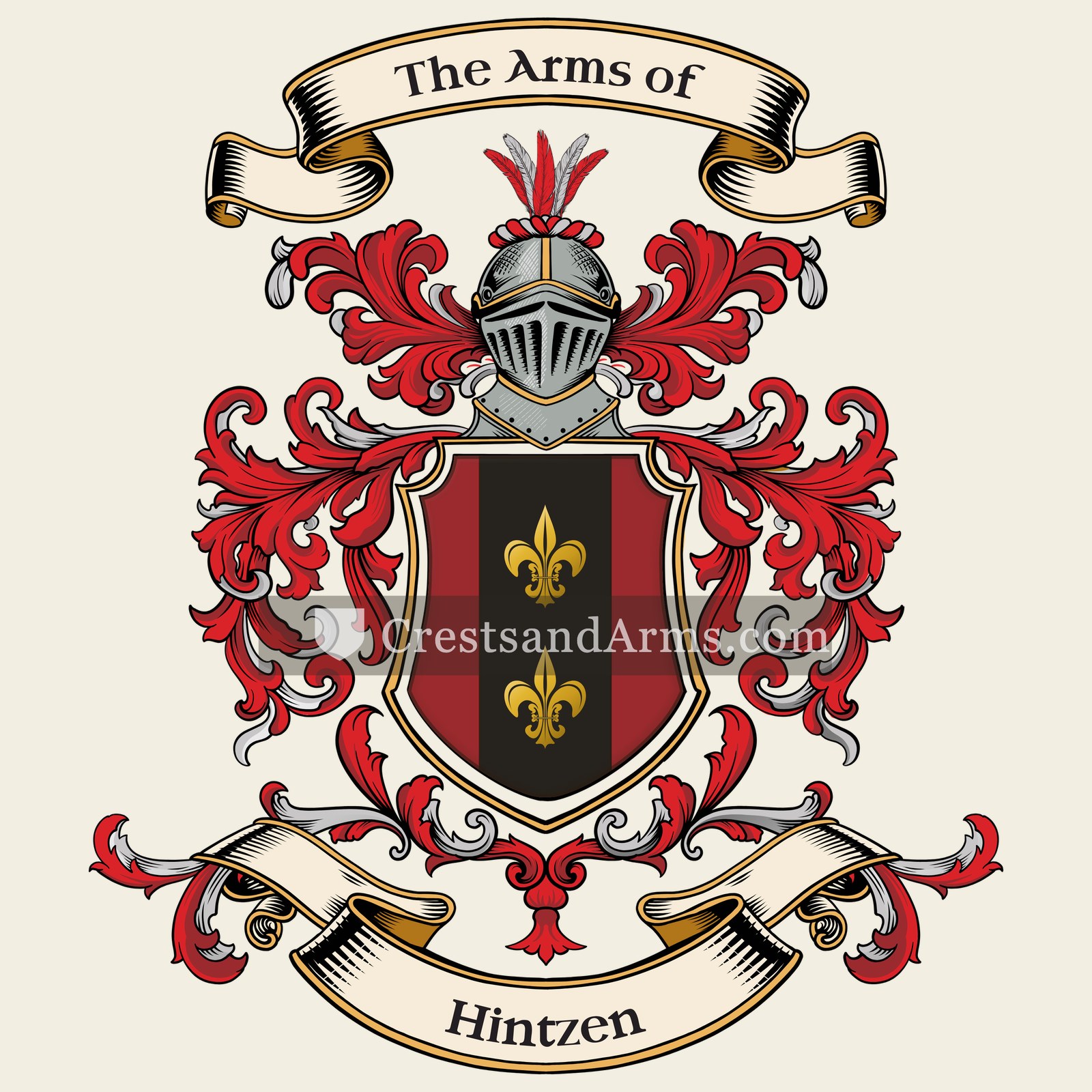 The Hintzen coat of arms, drawn from the recorded blazon