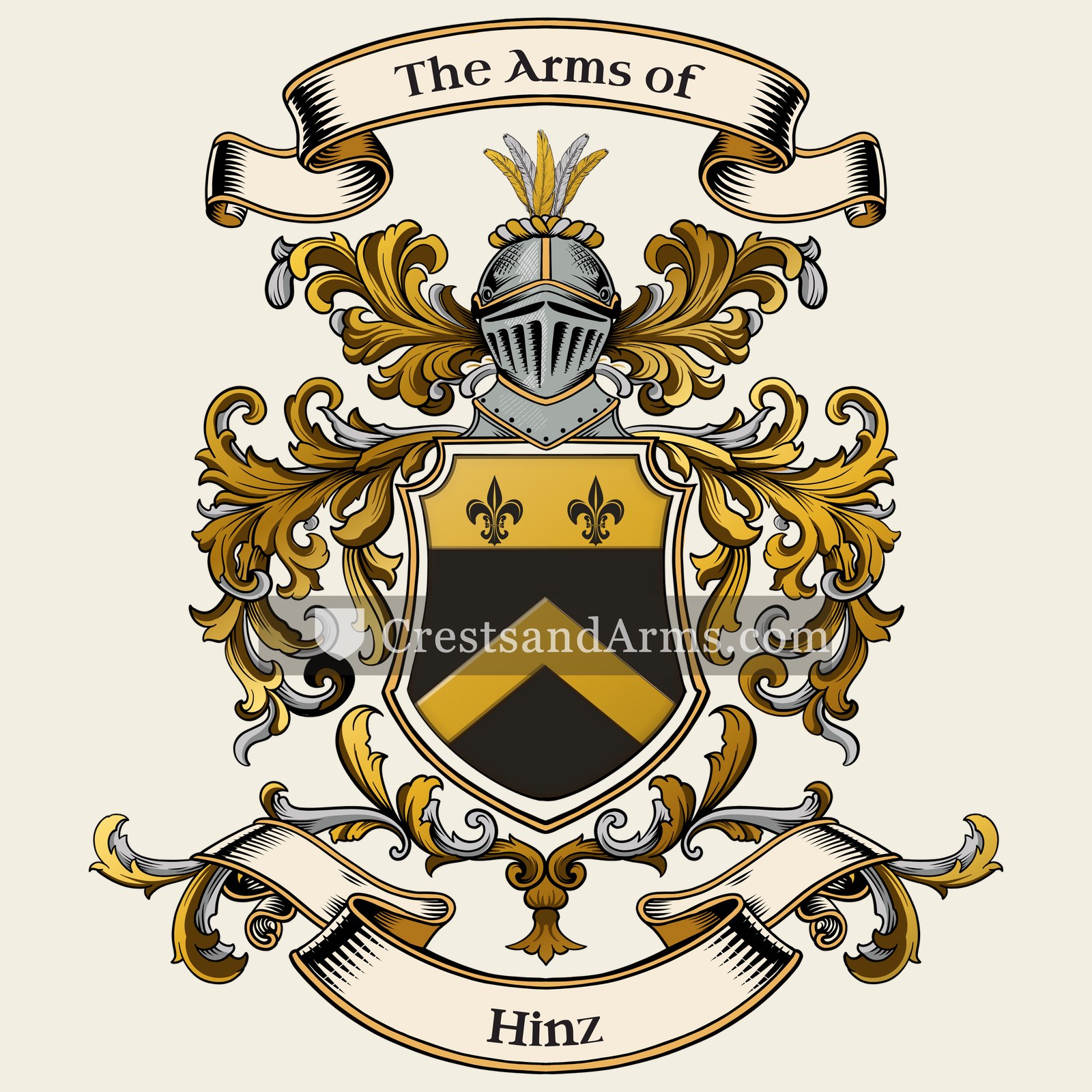 The Hinz coat of arms, drawn from the recorded blazon