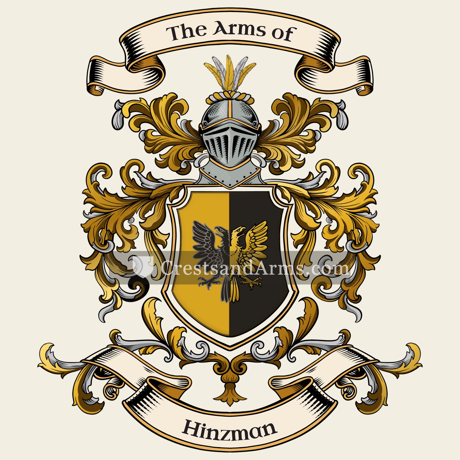 The Hinzman coat of arms, drawn from the recorded blazon