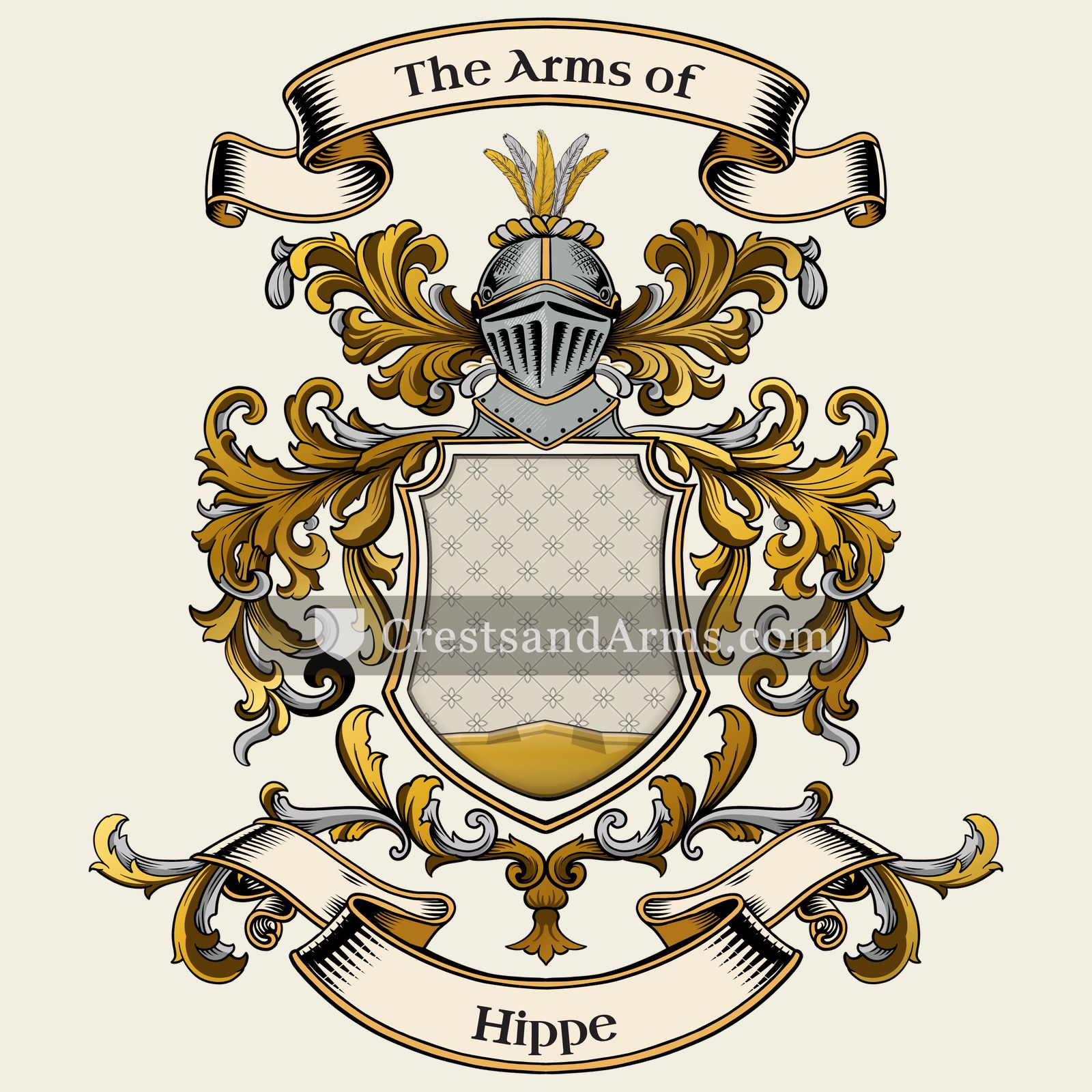 The Hippe coat of arms, drawn from the recorded blazon