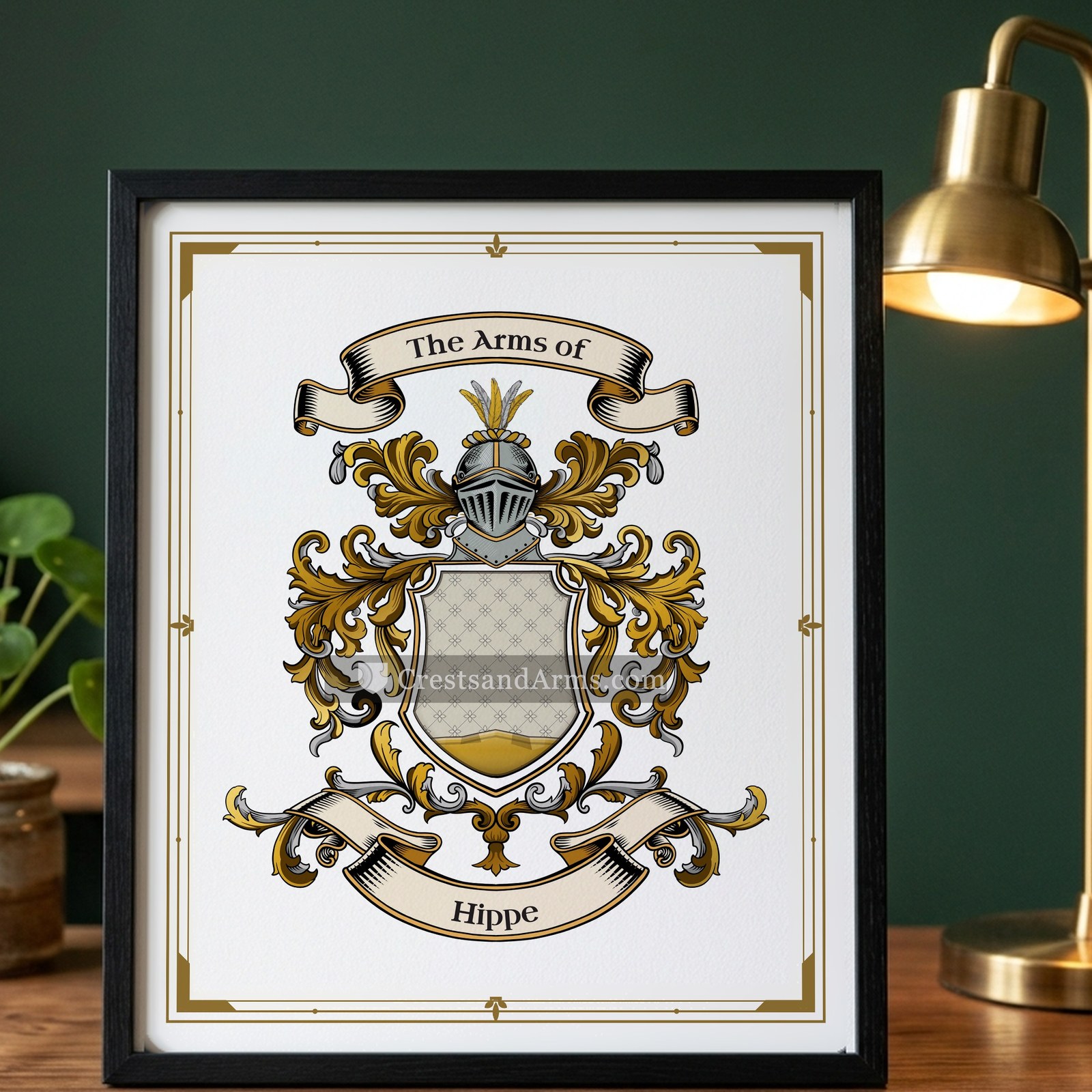 The Hippe arms on the framed, black wood