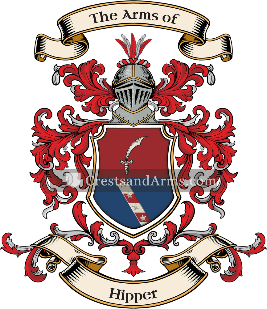 The Hipper coat of arms, drawn from the recorded blazon