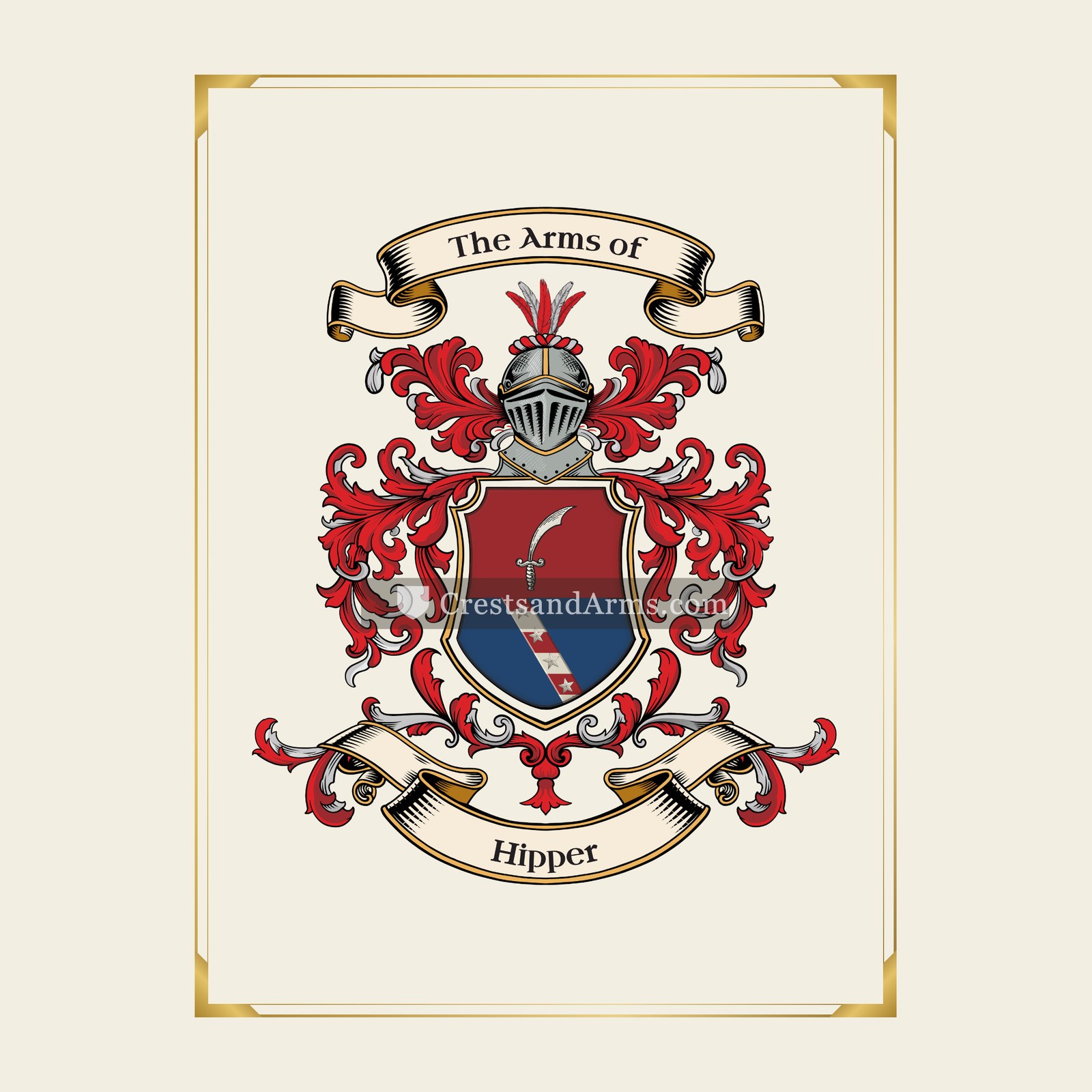 With gold border