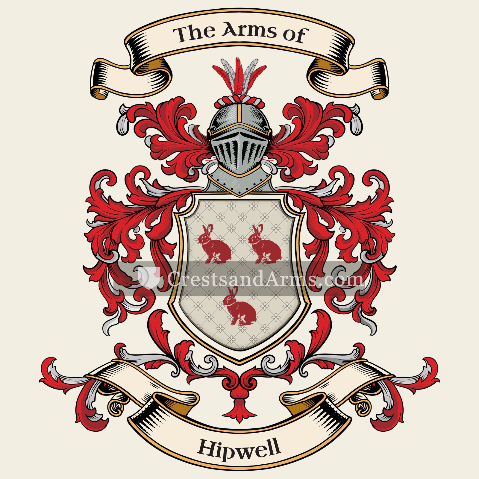 The Hipwell coat of arms, drawn from the recorded blazon