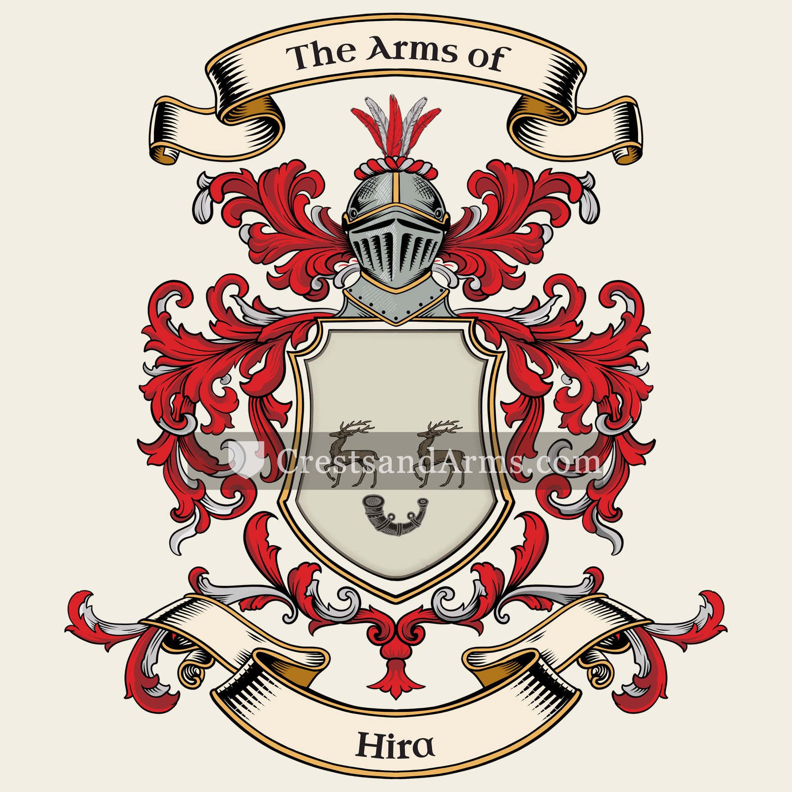 The Hira coat of arms, drawn from the recorded blazon