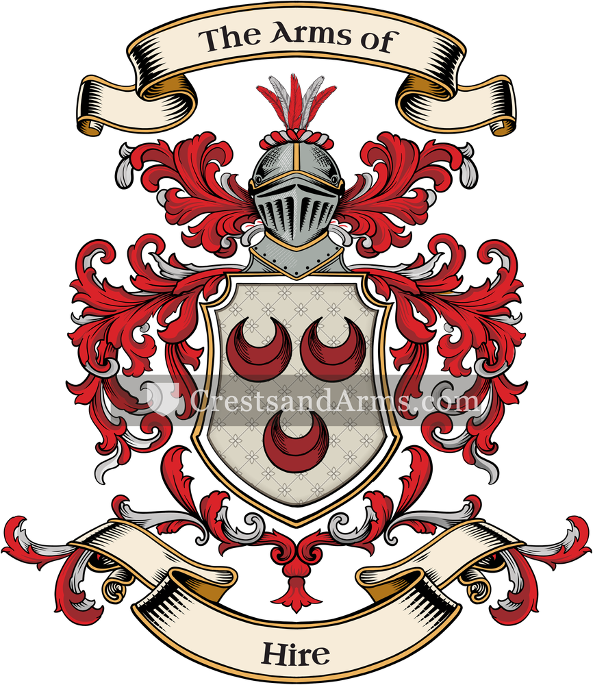 The Hire coat of arms, drawn from the recorded blazon