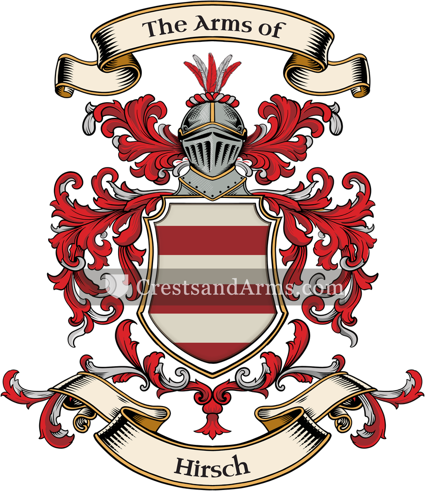 The Hirsch coat of arms, drawn from the recorded blazon