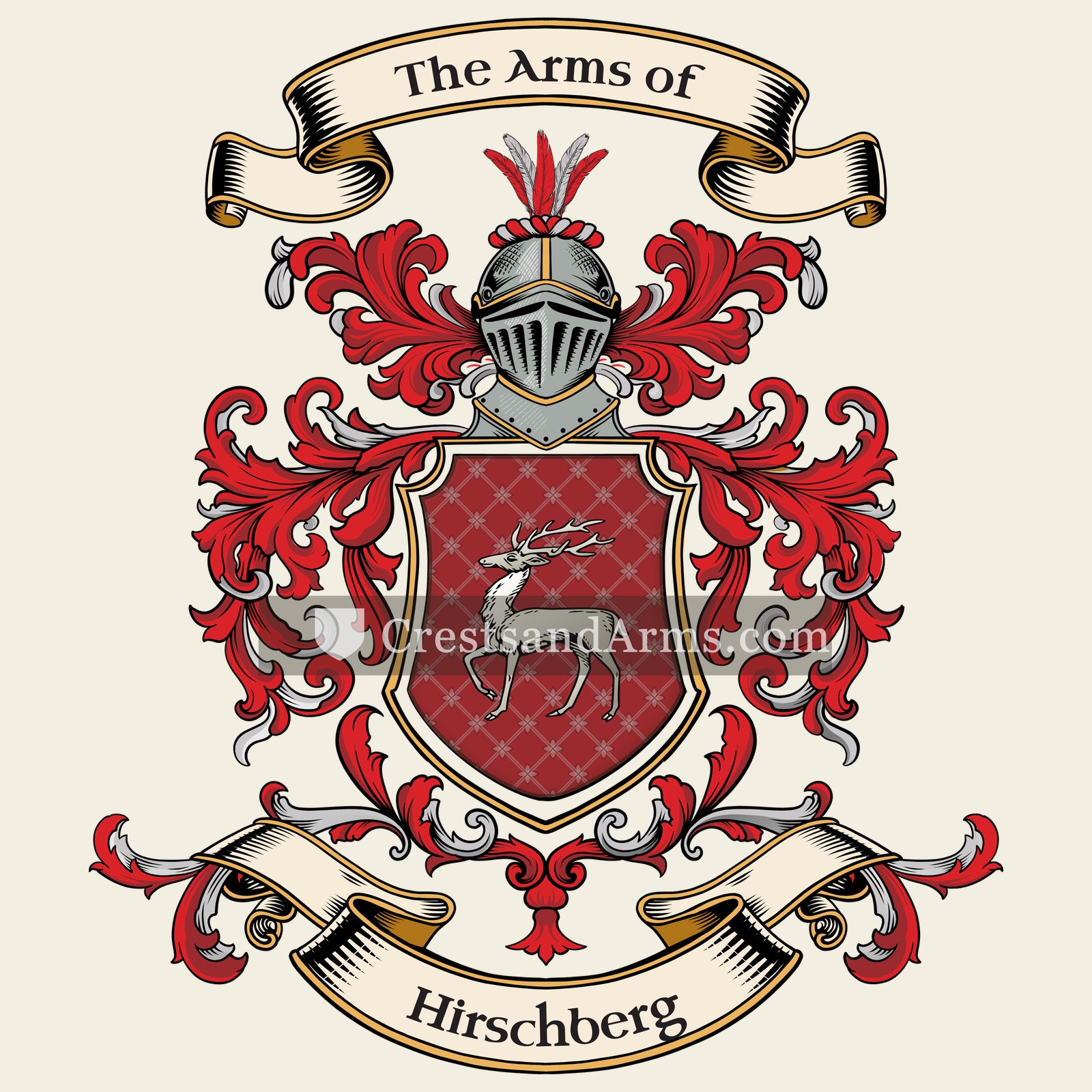The Hirschberg coat of arms, drawn from the recorded blazon