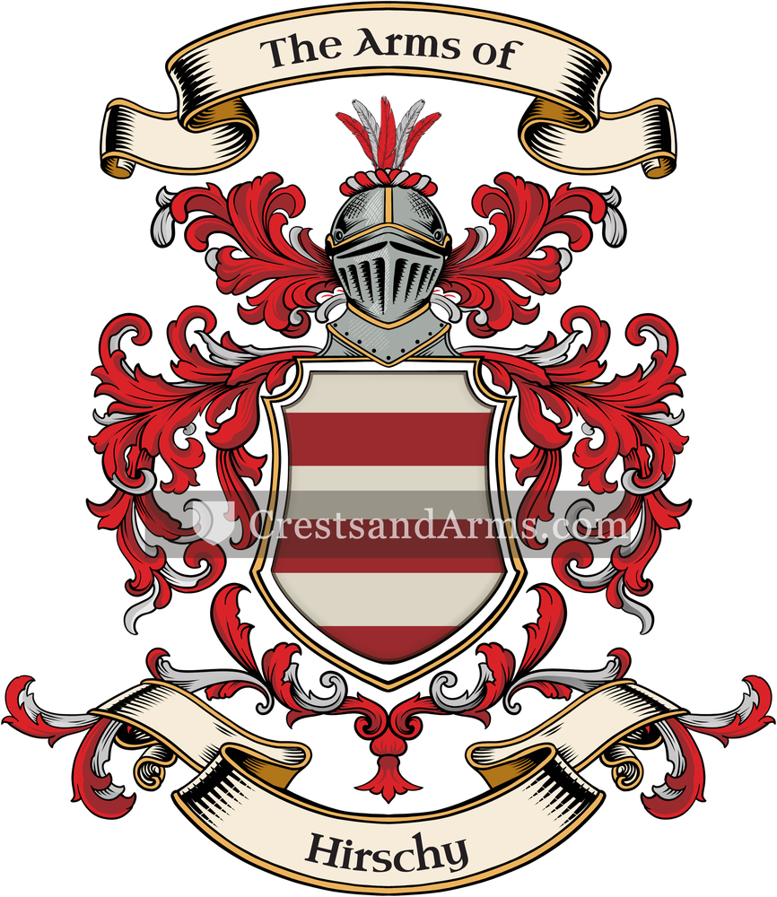 The Hirschy coat of arms, drawn from the recorded blazon