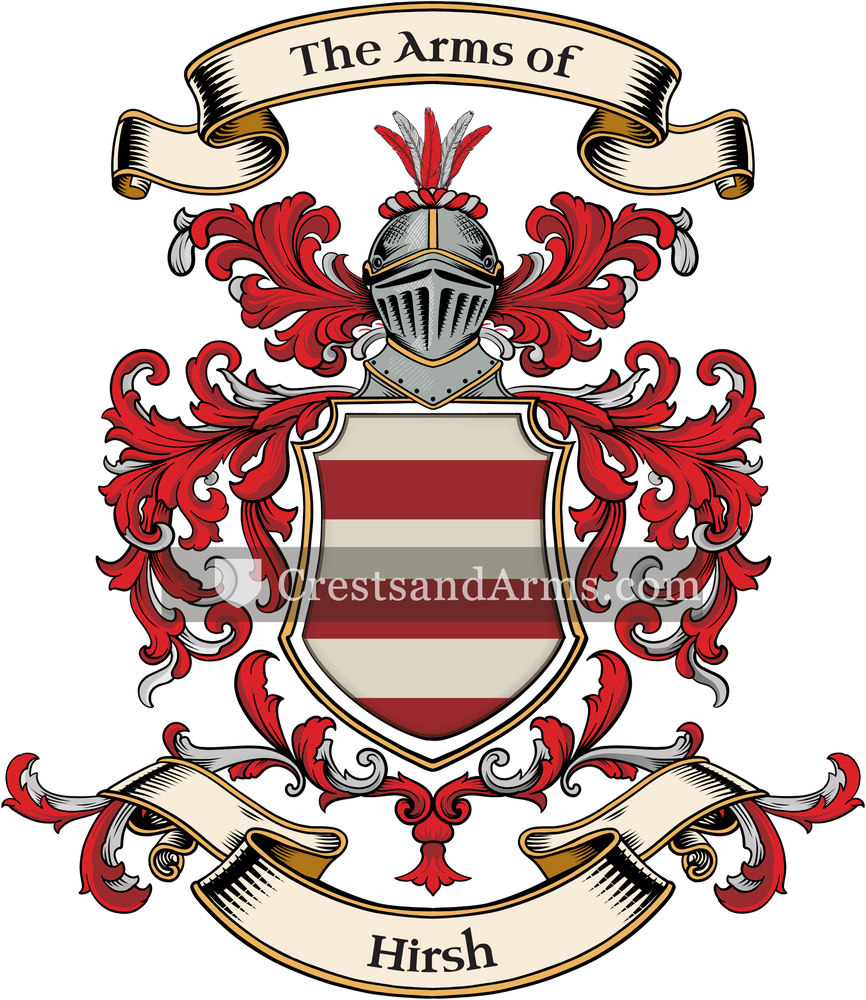 The Hirsh coat of arms, drawn from the recorded blazon