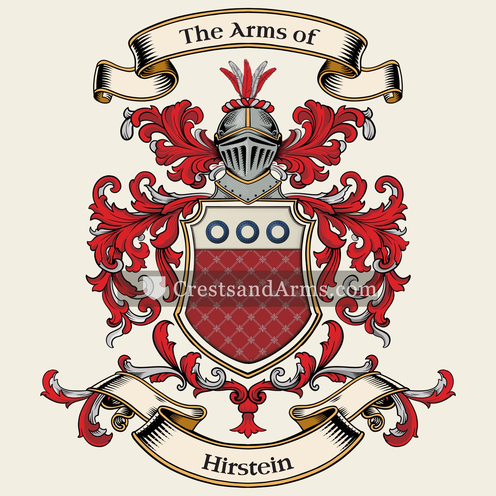 The Hirstein coat of arms, drawn from the recorded blazon