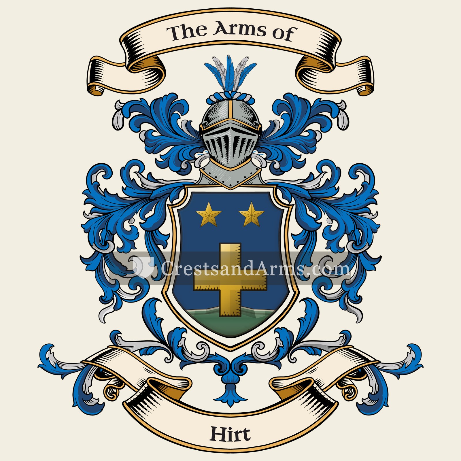 The Hirt coat of arms, drawn from the recorded blazon