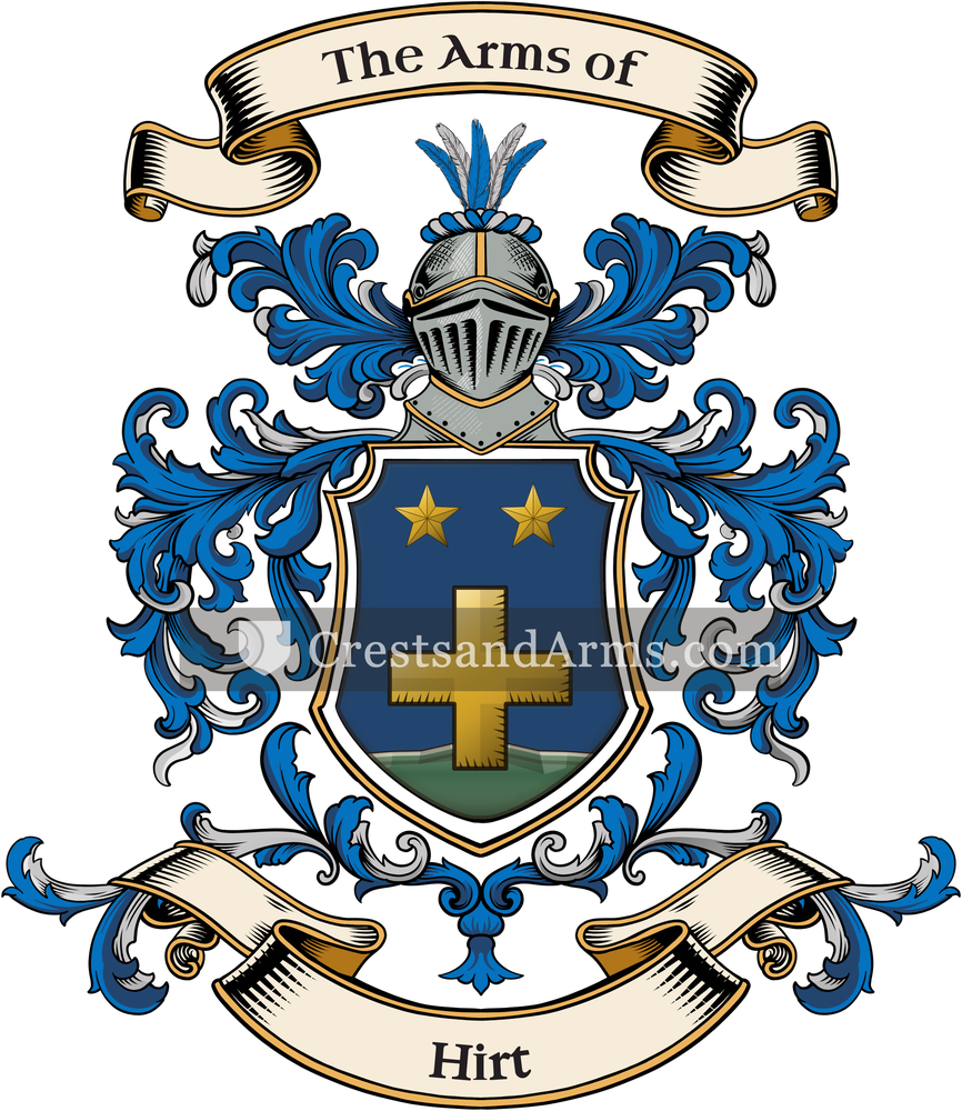 The Hirt coat of arms, drawn from the recorded blazon