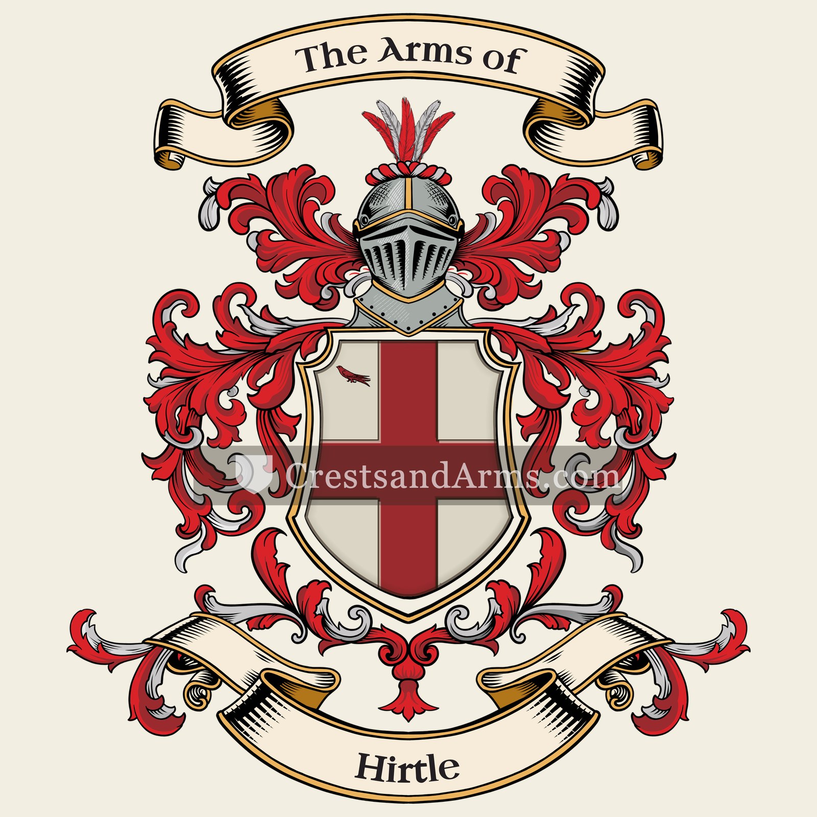 The Hirtle coat of arms, drawn from the recorded blazon