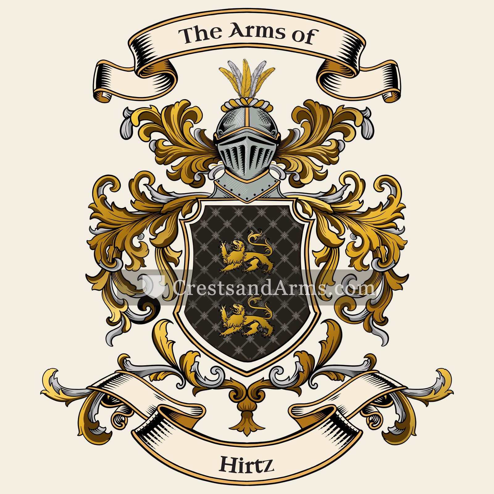 The Hirtz coat of arms, drawn from the recorded blazon