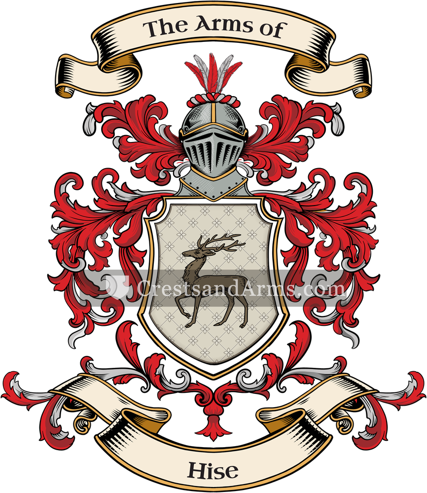 The Hise coat of arms, drawn from the recorded blazon