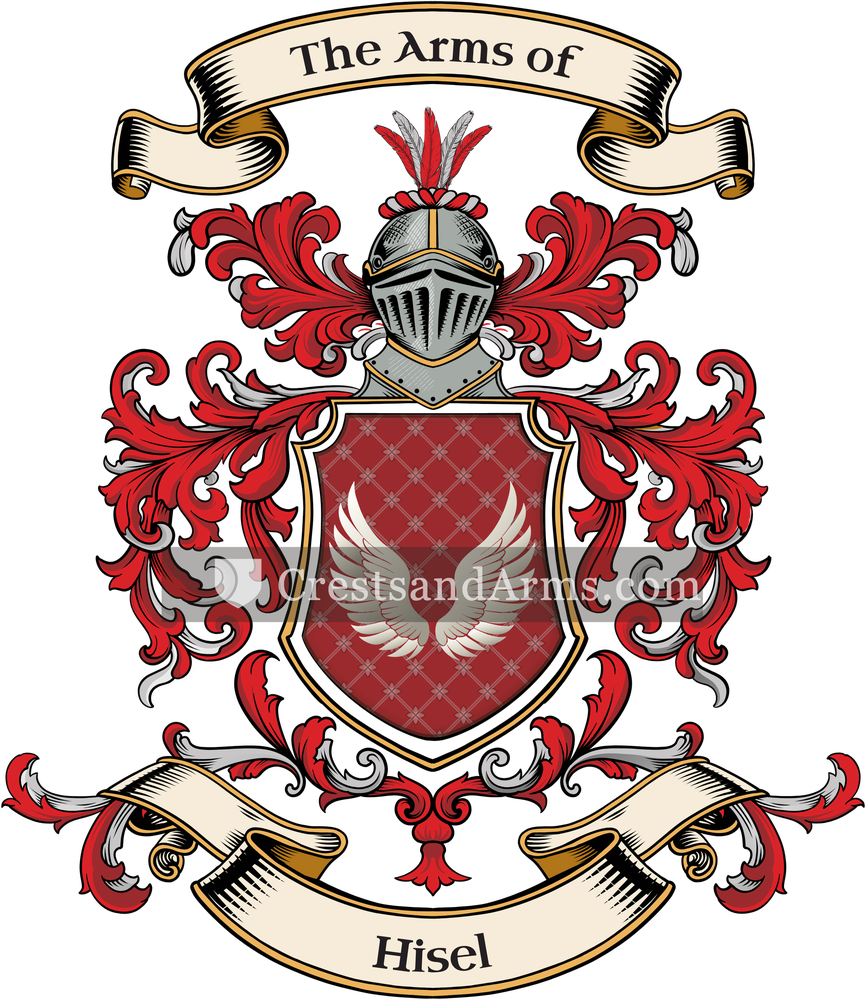 The Hisel coat of arms, drawn from the recorded blazon