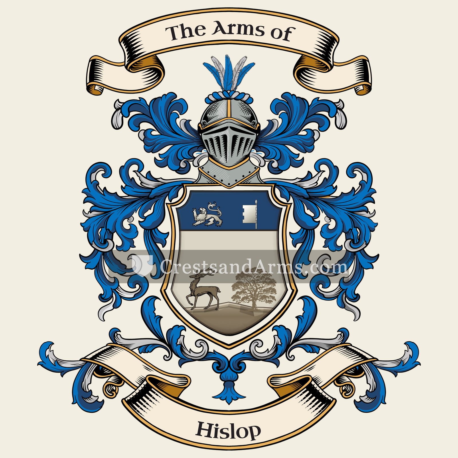 The Hislop coat of arms, drawn from the recorded blazon