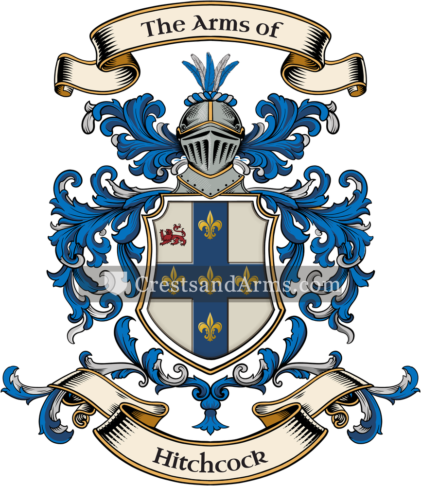 The Hitchcock coat of arms, drawn from the recorded blazon