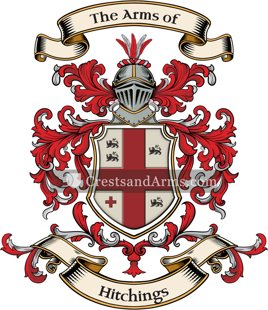 The Hitchings coat of arms, drawn from the recorded blazon