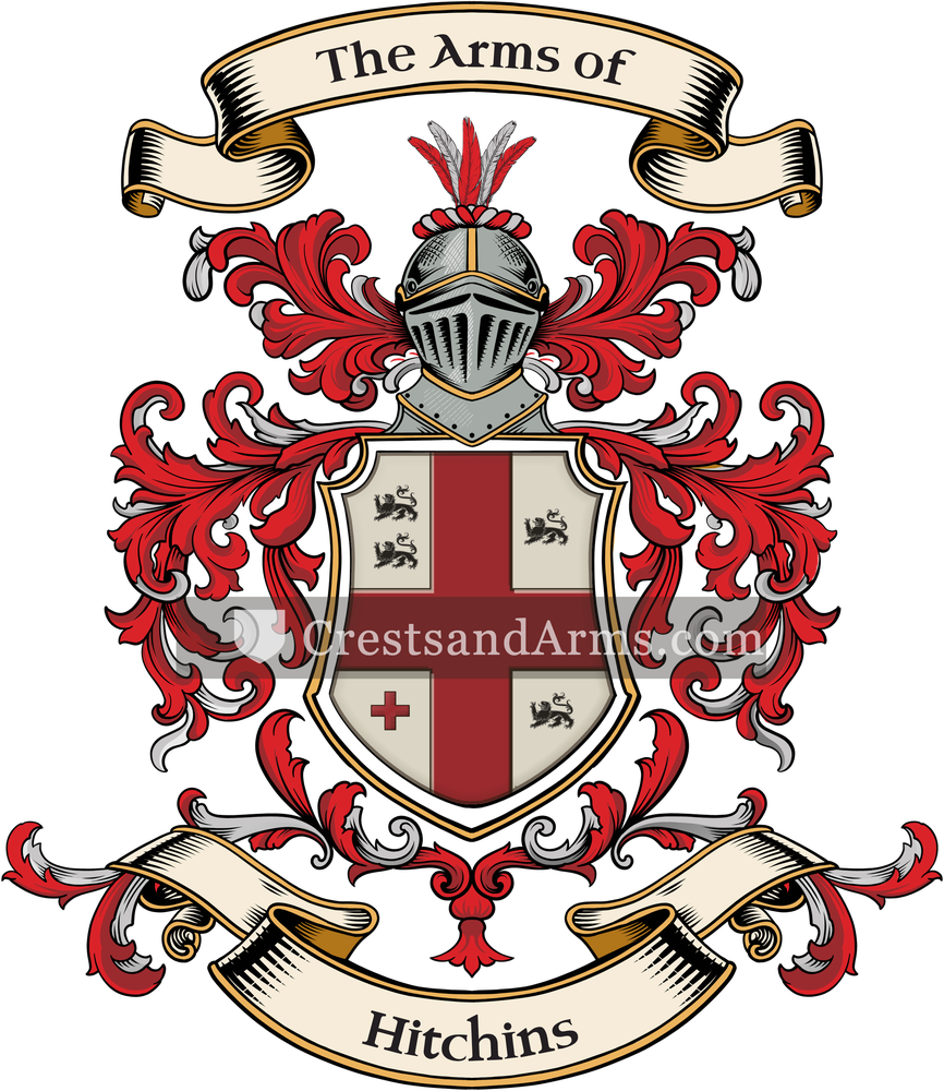The Hitchins coat of arms, drawn from the recorded blazon