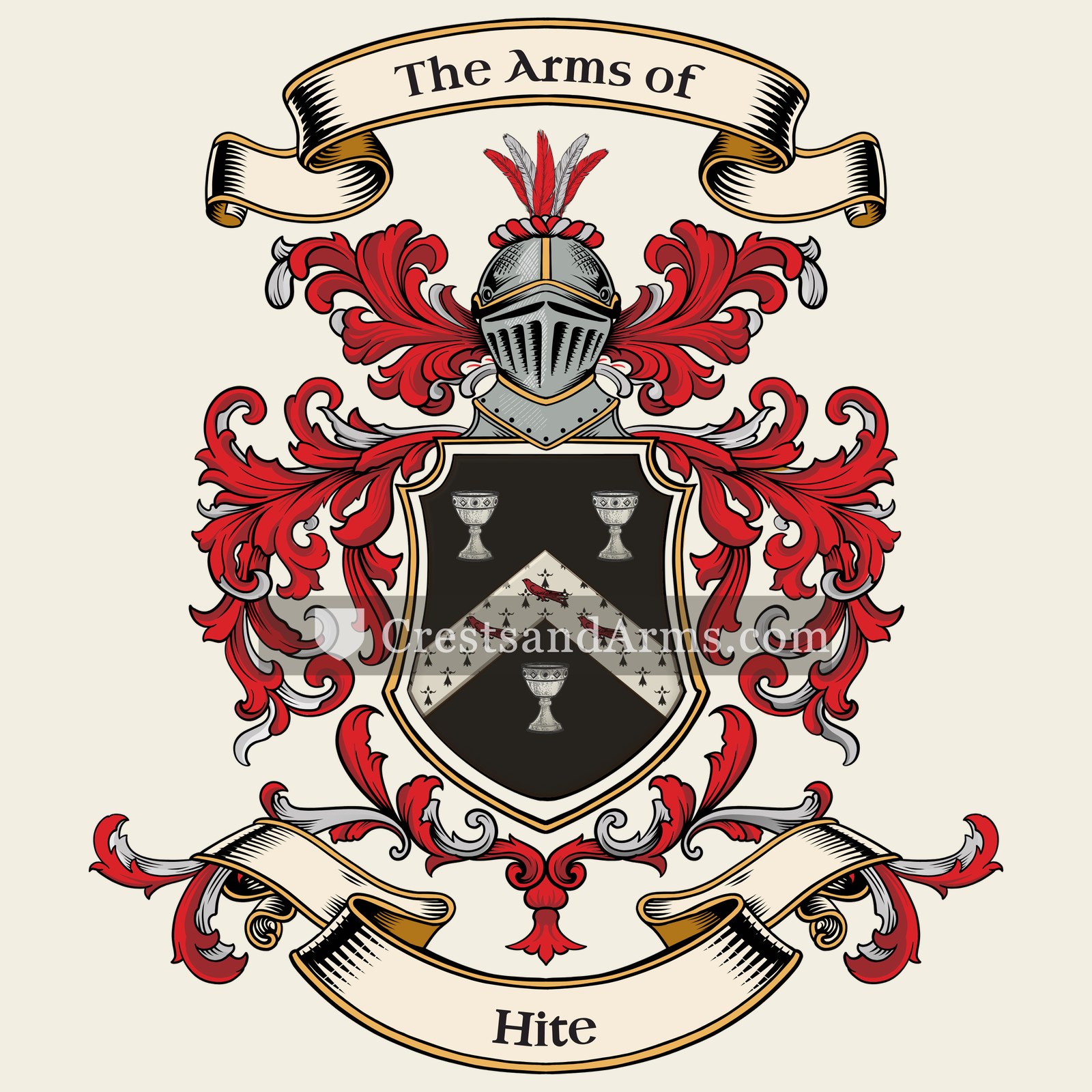 The Hite coat of arms, drawn from the recorded blazon